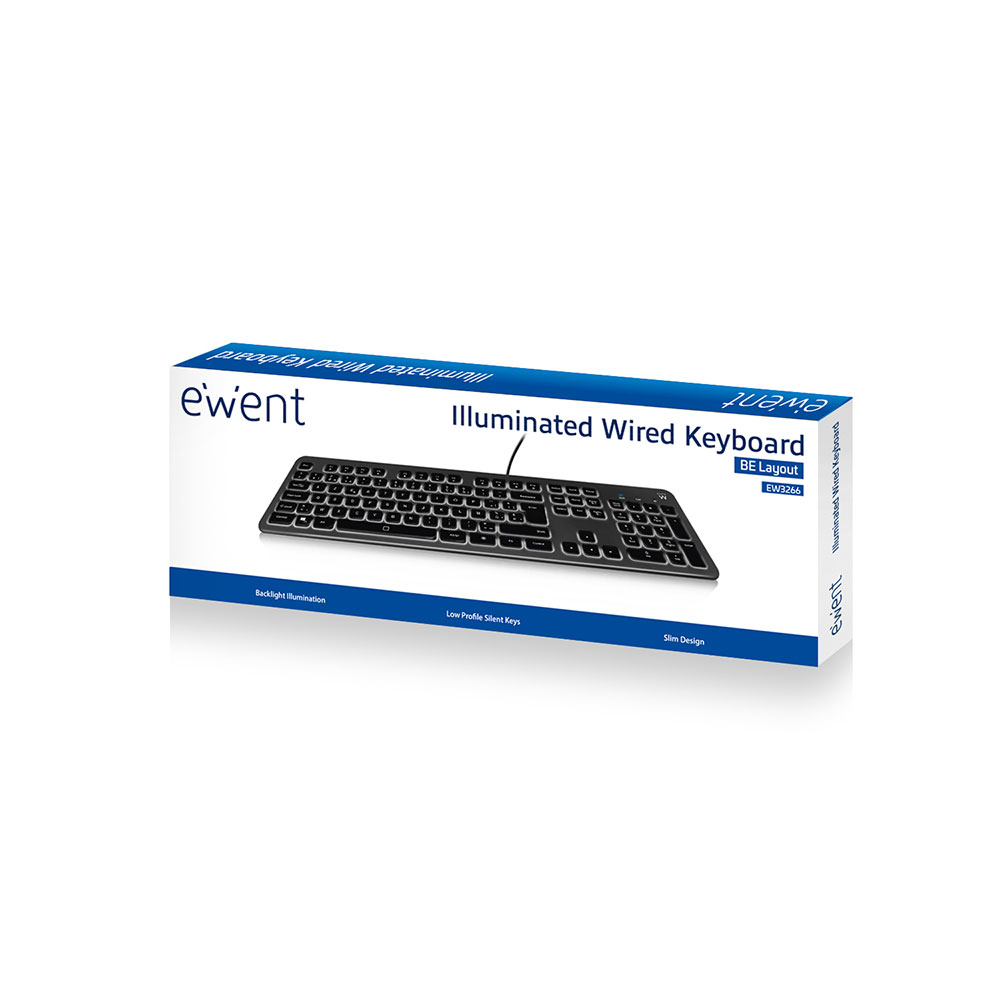 Ewent EW3266 keyboard Universal USB AZERTY Belgian Black, Grey – image 4