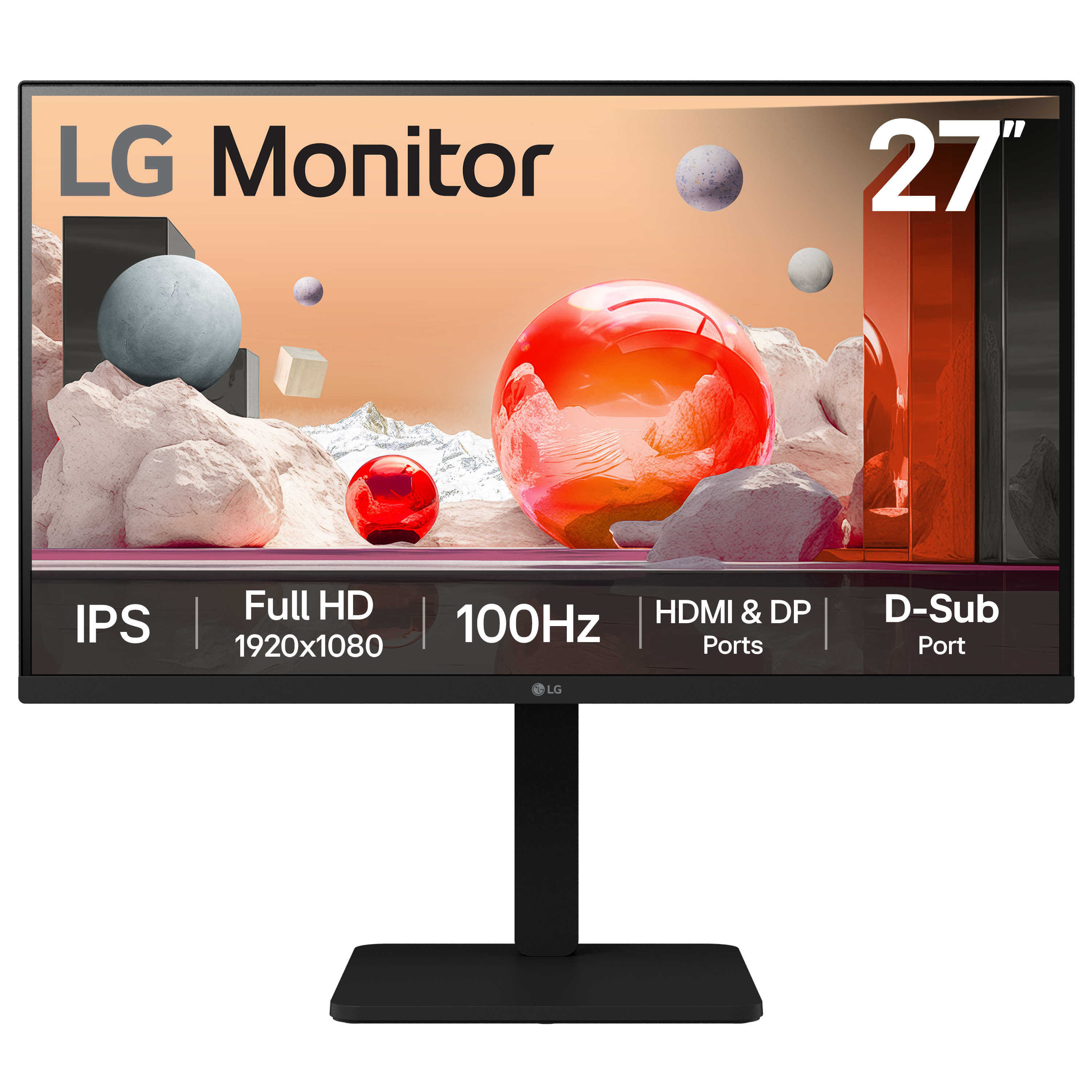 LG 27BA450-B - LED monitor - 27" - 1920 x 1080 Full HD (1080p) @ 100 Hz - IPS - 250 cd/m� - 1300:1 - 5 ms - HDMI, VGA, DisplayPort - speakers - black