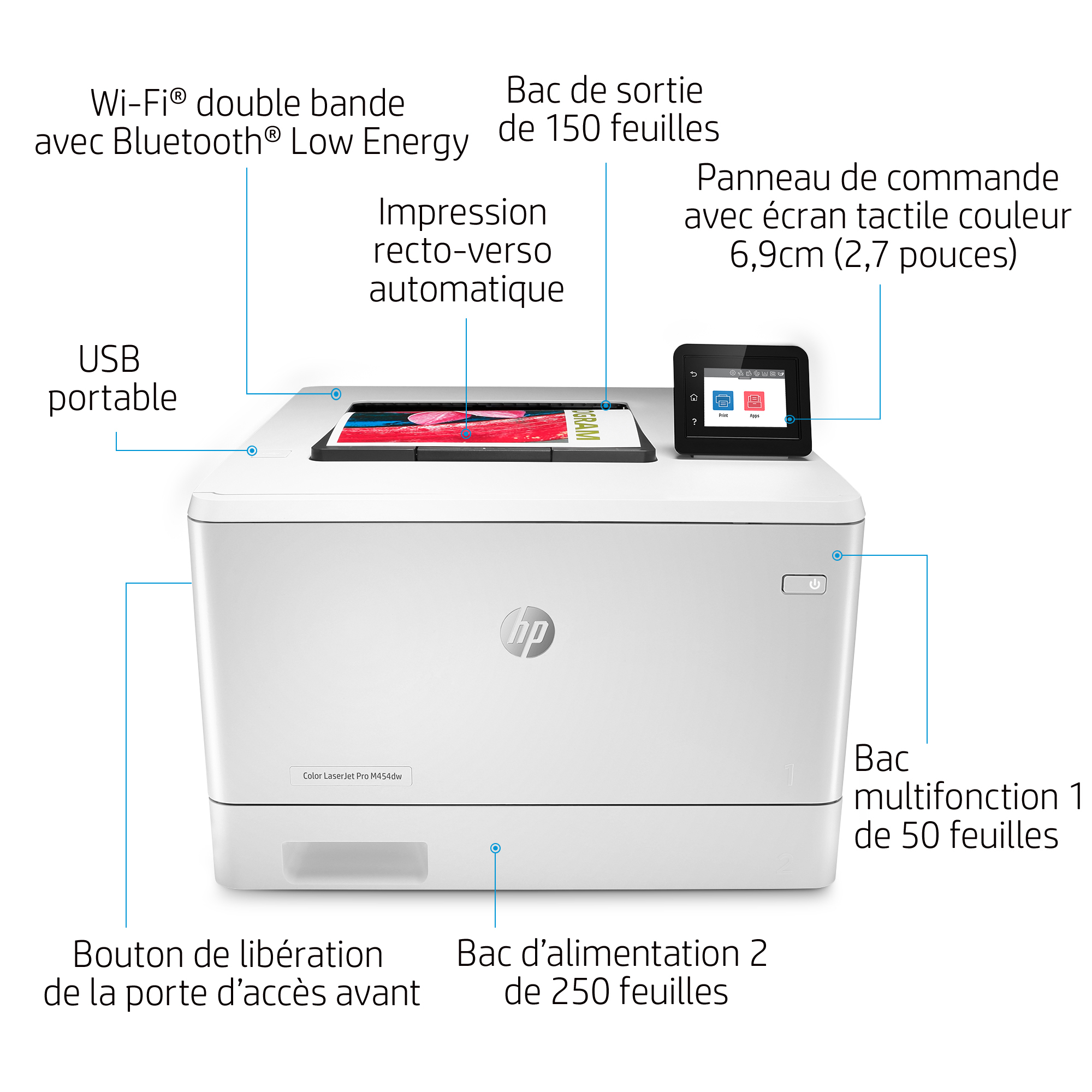 HP LaserJet Pro M454dw Wireless Color Printer, Duplex. Print technology: Laser, Maximum resolution: 600 x 600 DPI, Print s