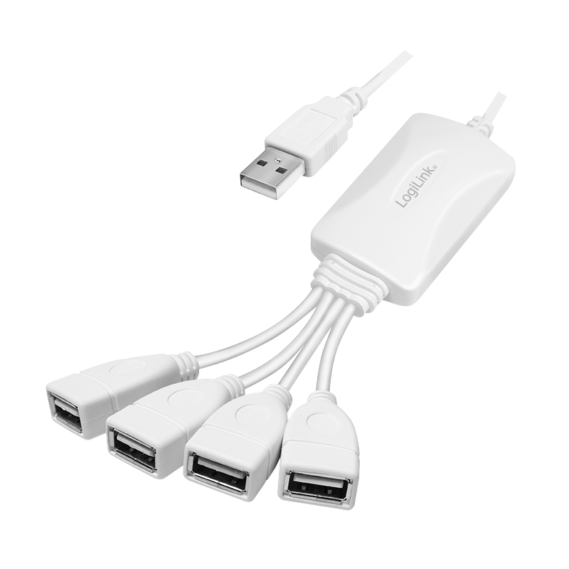 LogiLink UA0355 interface hub USB 2.0 480 Mbit/s White