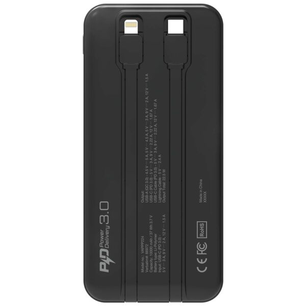 Verbatim 10000mAh PD 3.0 & QC 3.0 Power Pack with embedded cables – image 2