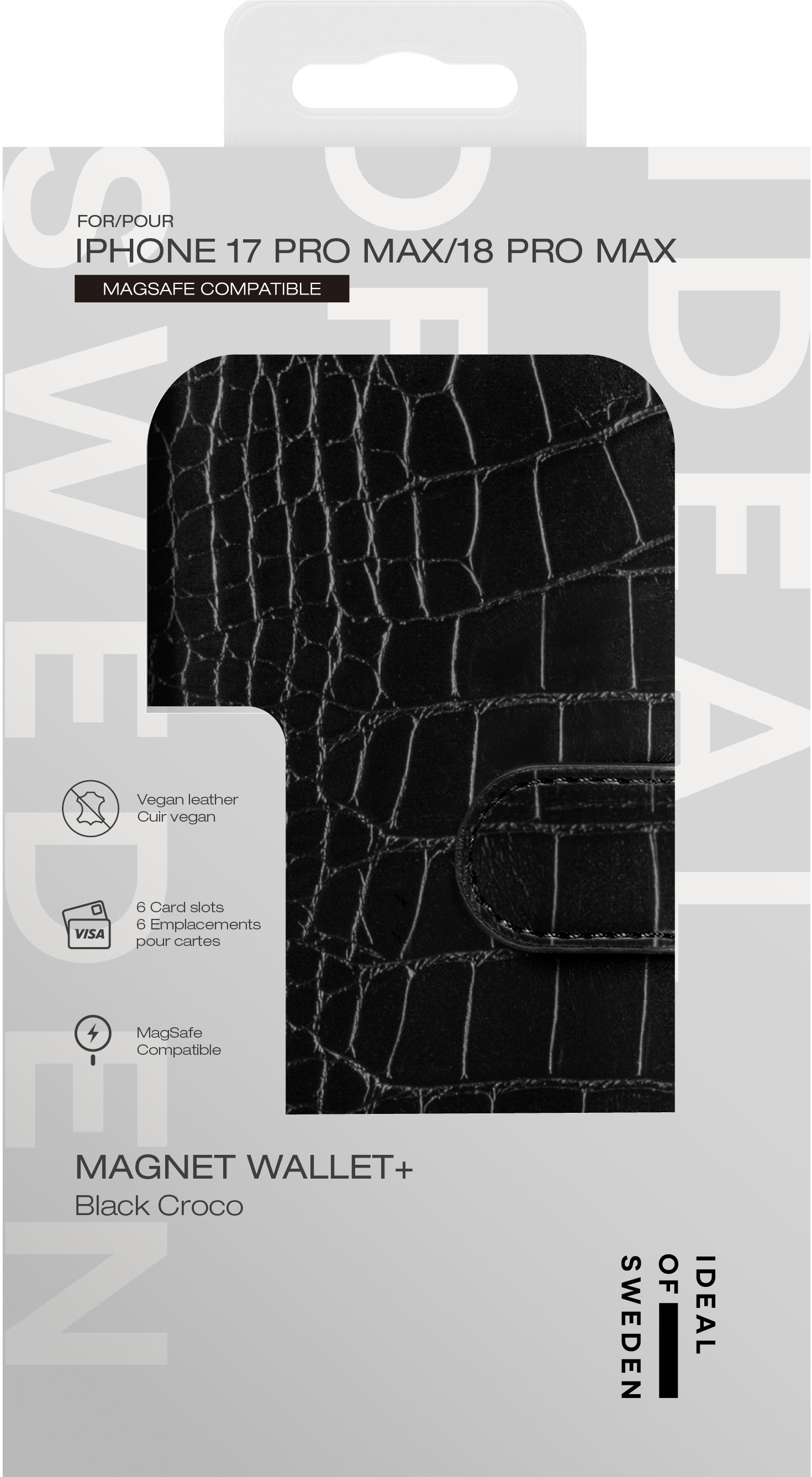 iDeal of Sweden Magnet Wallet+ MagSafe iPhone 17 Pro Max / 18 Pro Max Black Croco – image 5
