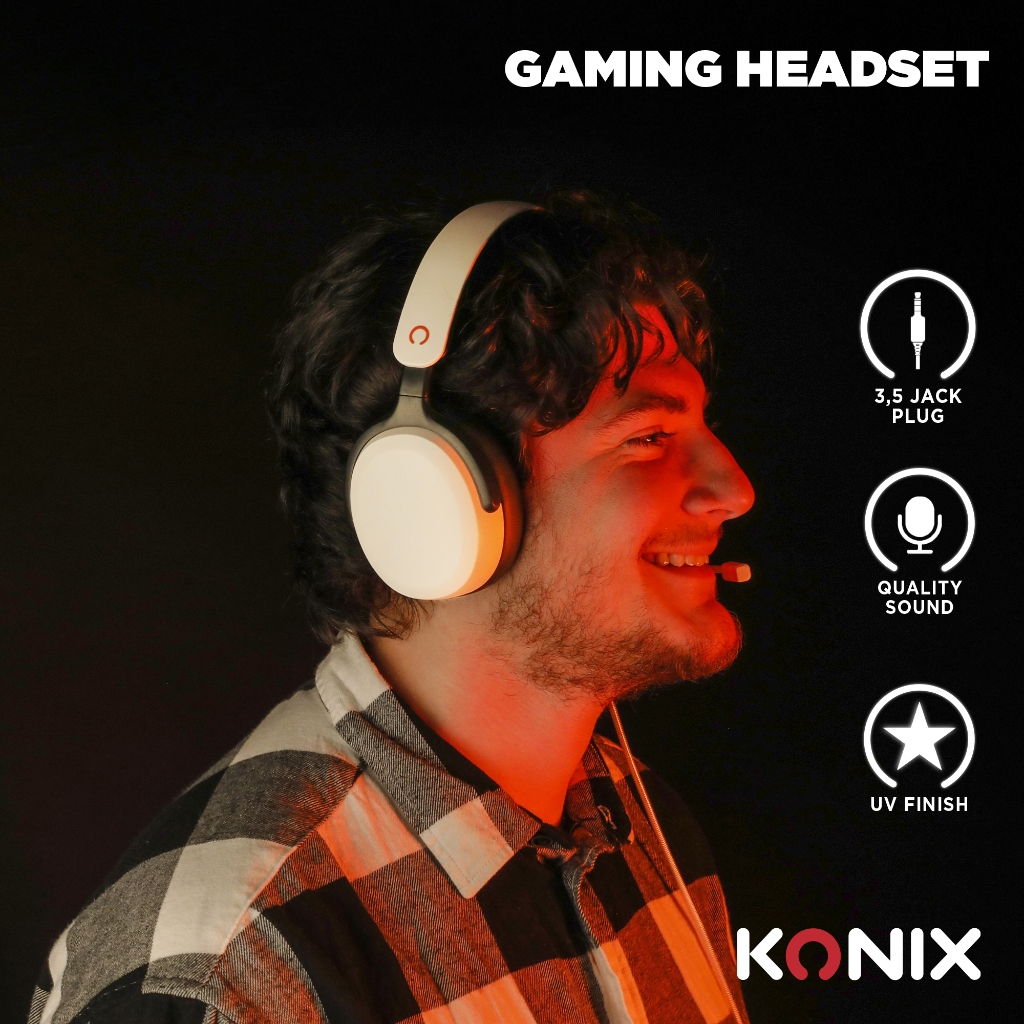Konix 61889000087 headphones/headset Wired Head-band Gaming Black, White – image 6