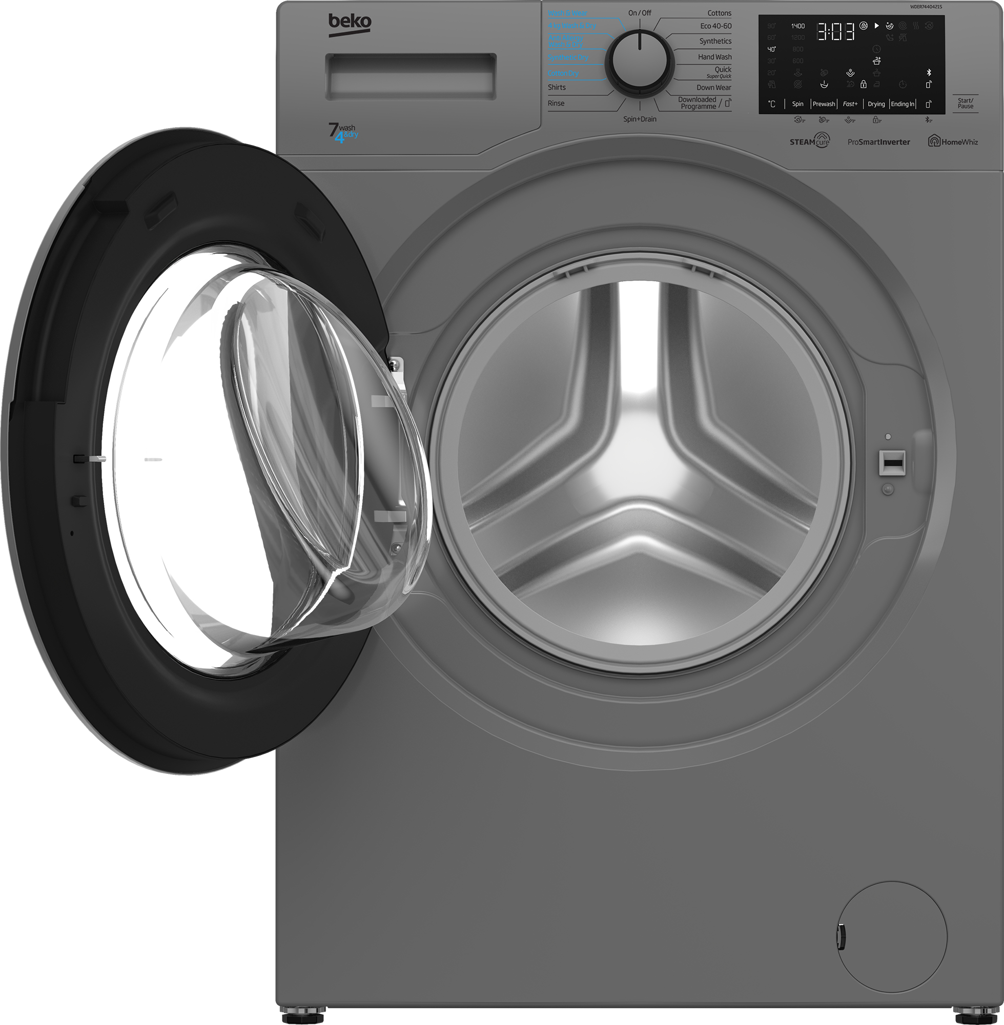 Beko WDER7440421S washer dryer Freestanding Front-load Silver – image 3