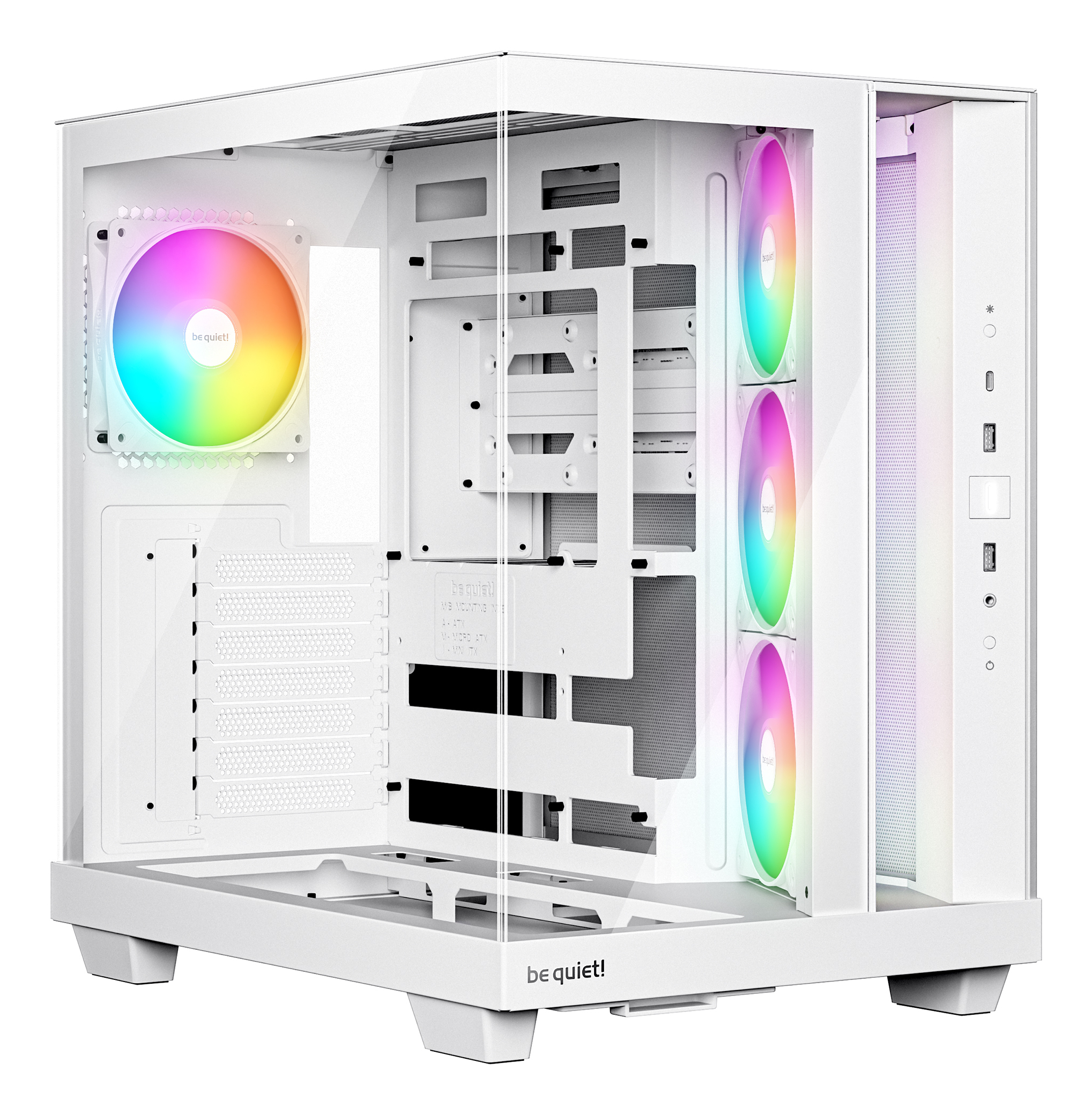 be quiet! Light Base 500 LX BGW86 White Mid-Tower Case, Tempered Glass, 4x ARGB Light Wings LX Fans, High Airflow ATX Case, USB-C 10 Gbps, 400 mm GPU Support, Vertical GPU Mount