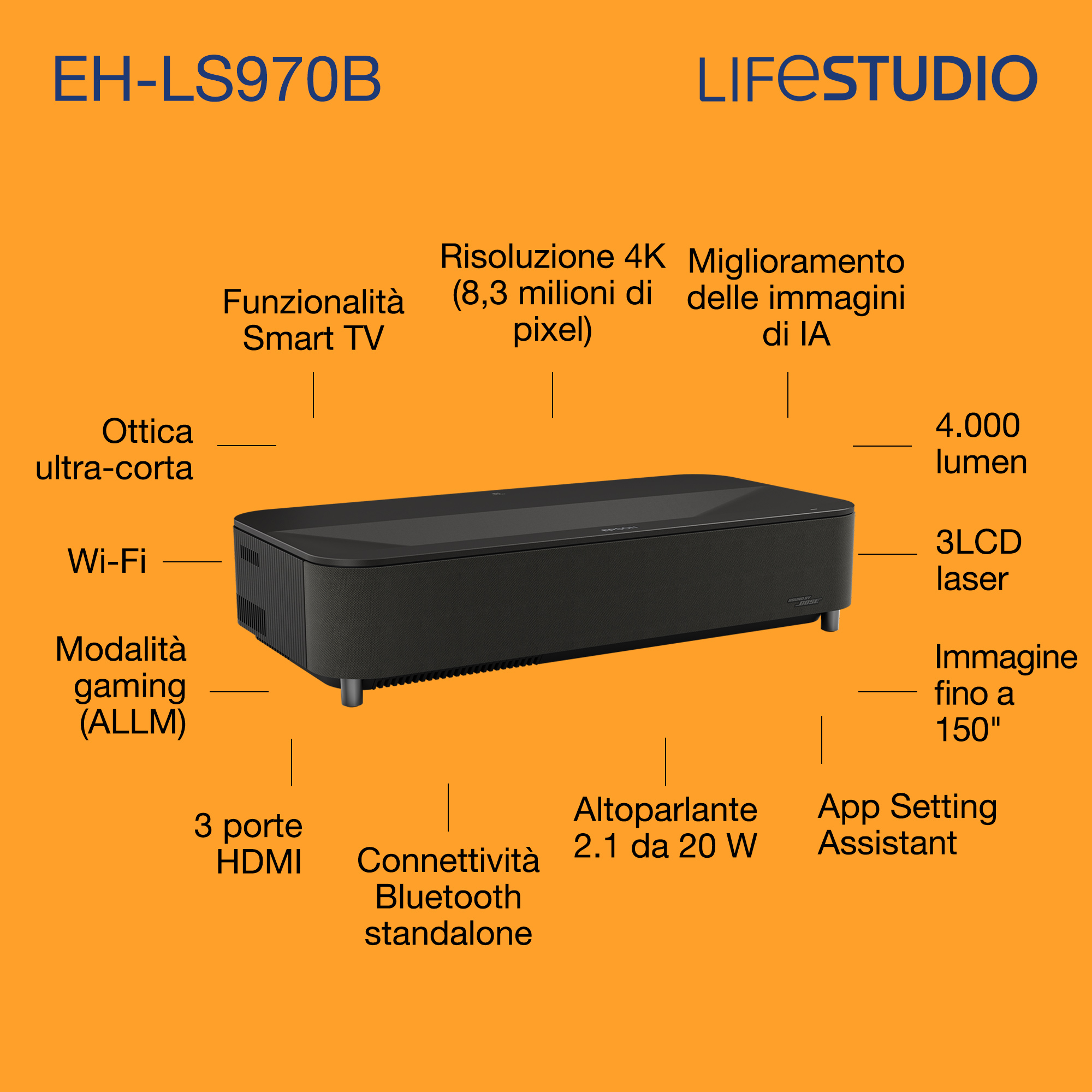 Epson EH-LS970B, 4000 ANSI lumen, 3LCD, UHD 4K …
