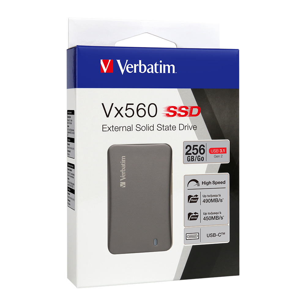 Verbatim Vx560 256 GB USB Type-A to USB Type-C 3.2 Gen 2 (3.1 Gen 2) Silver