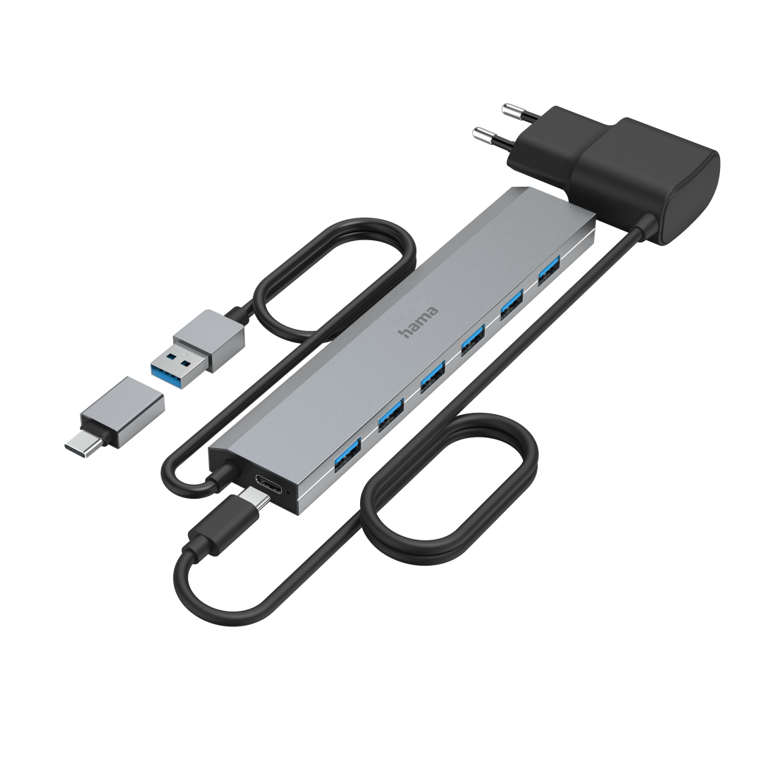 Hama 00200137 interface hub USB 3.2 Gen 1 (3.1 Gen 1) Type-A + Type-C 5000 Mbit/s Anthracite – image 3