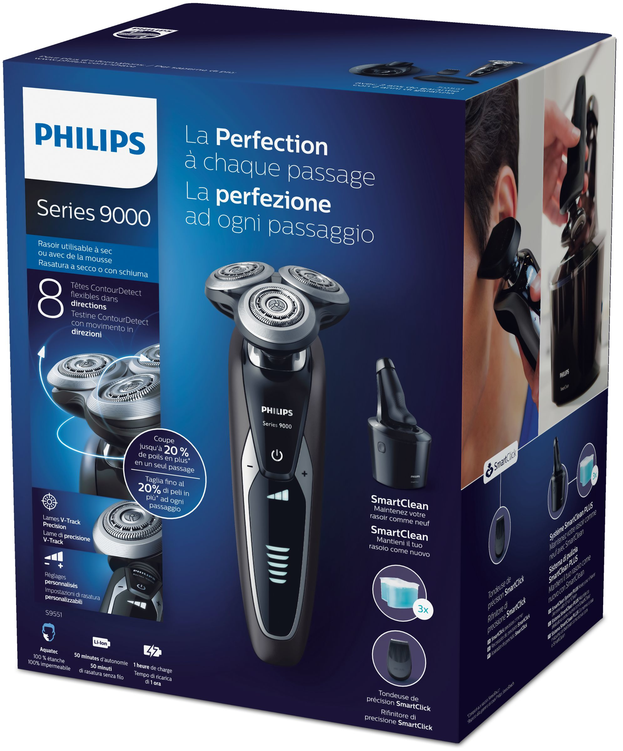 Philips SHAVER Series 9000 S9551/63 men's shaver Rotation shaver Trimmer Black – image 2