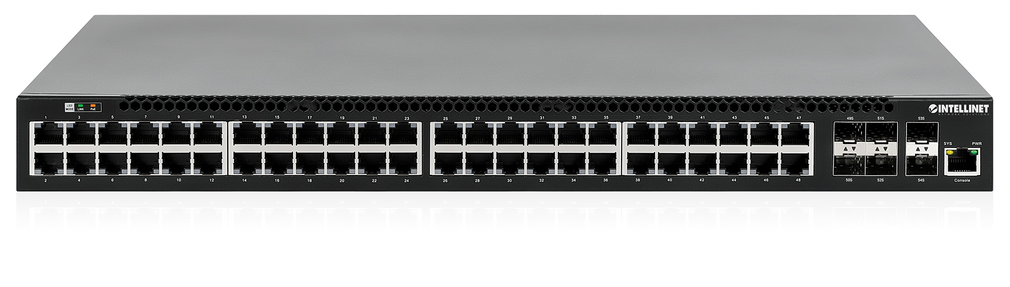 Intellinet 54-Port L3 Fully Managed PoE+ Switch with 48 Gigabit Ethernet Ports and 6 SFP+ Uplinks (with UK power cord) – image 5