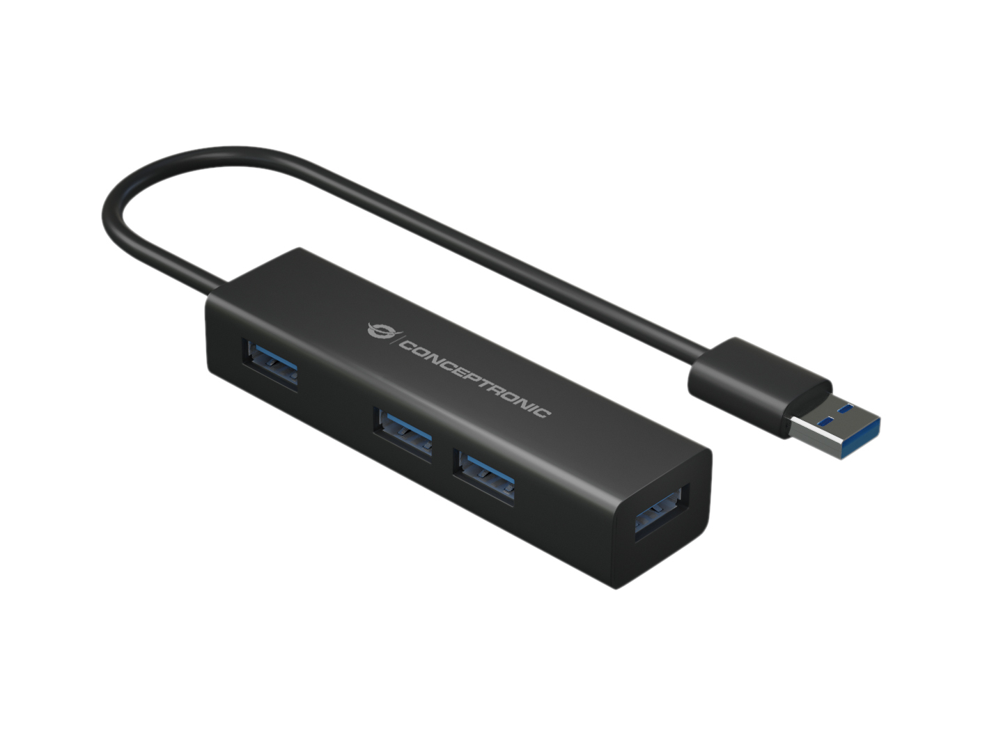 Conceptronic 4-Port USB 3.0 Aluminum Hub with USB-C to USB-A Adapter – image 3