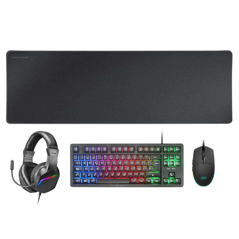 Mars Gaming MCP-RGB3 keyboard Mouse included USB QWERTY Spanish Black