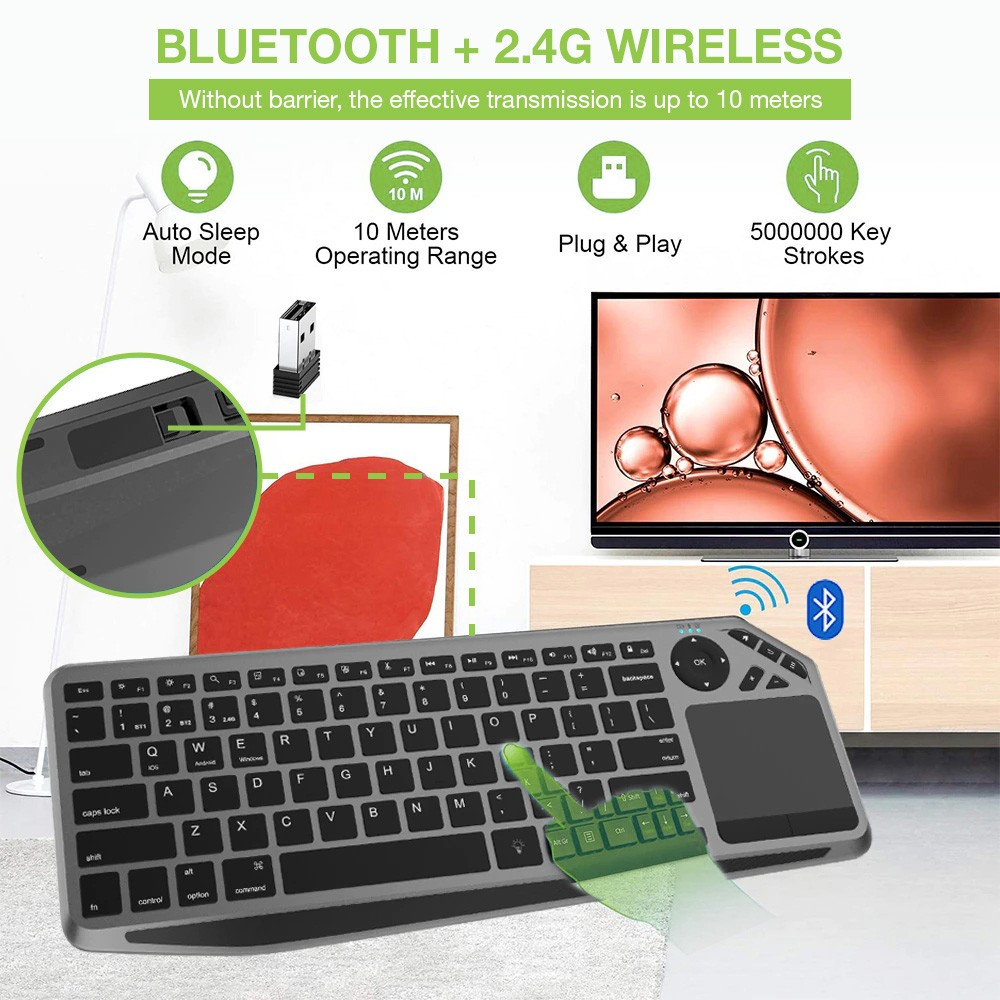 Techly ICTB9801TB keyboard Universal RF Wireless + Bluetooth QWERTY US English Black – image 5