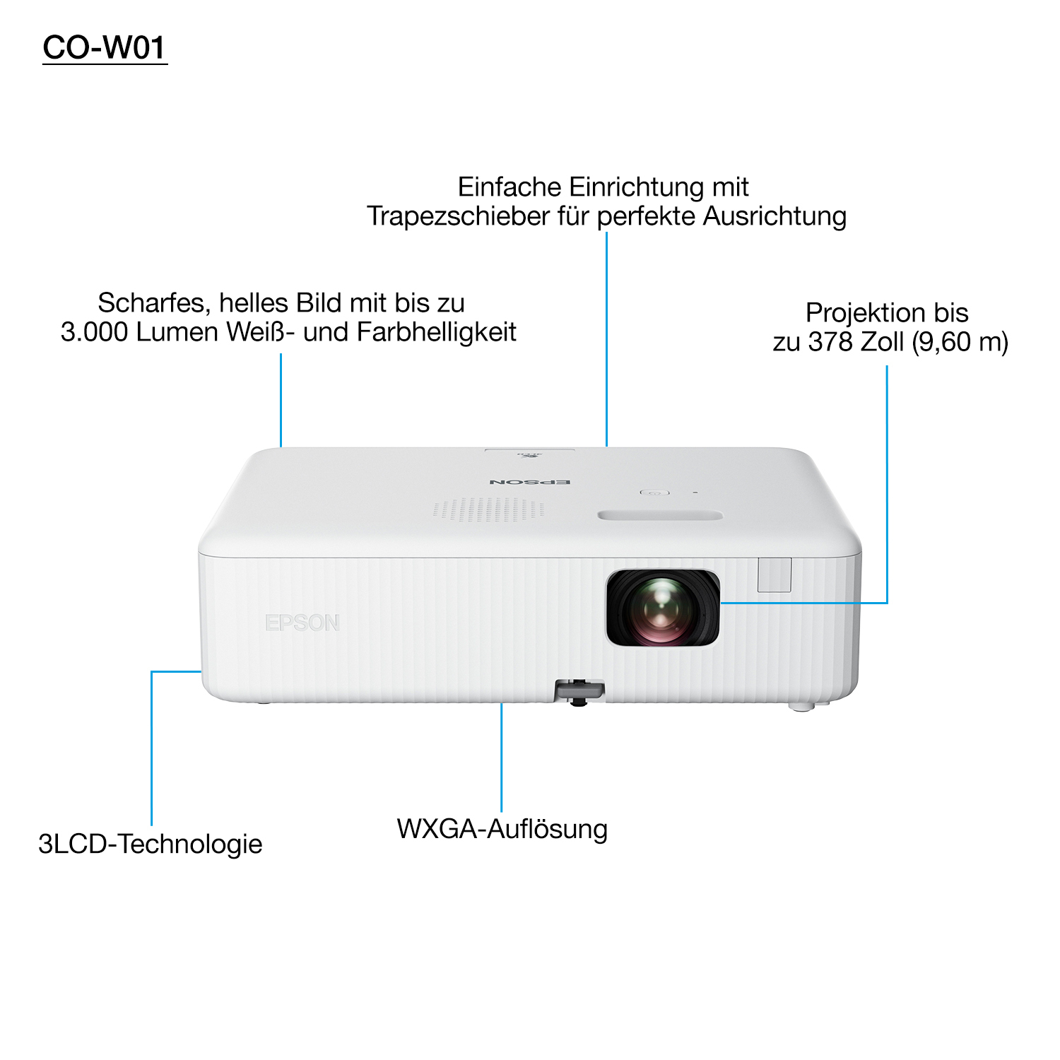Epson CO-W01 3000 ANSI Lumen 3LCD WXGA (1200x800) Weiß