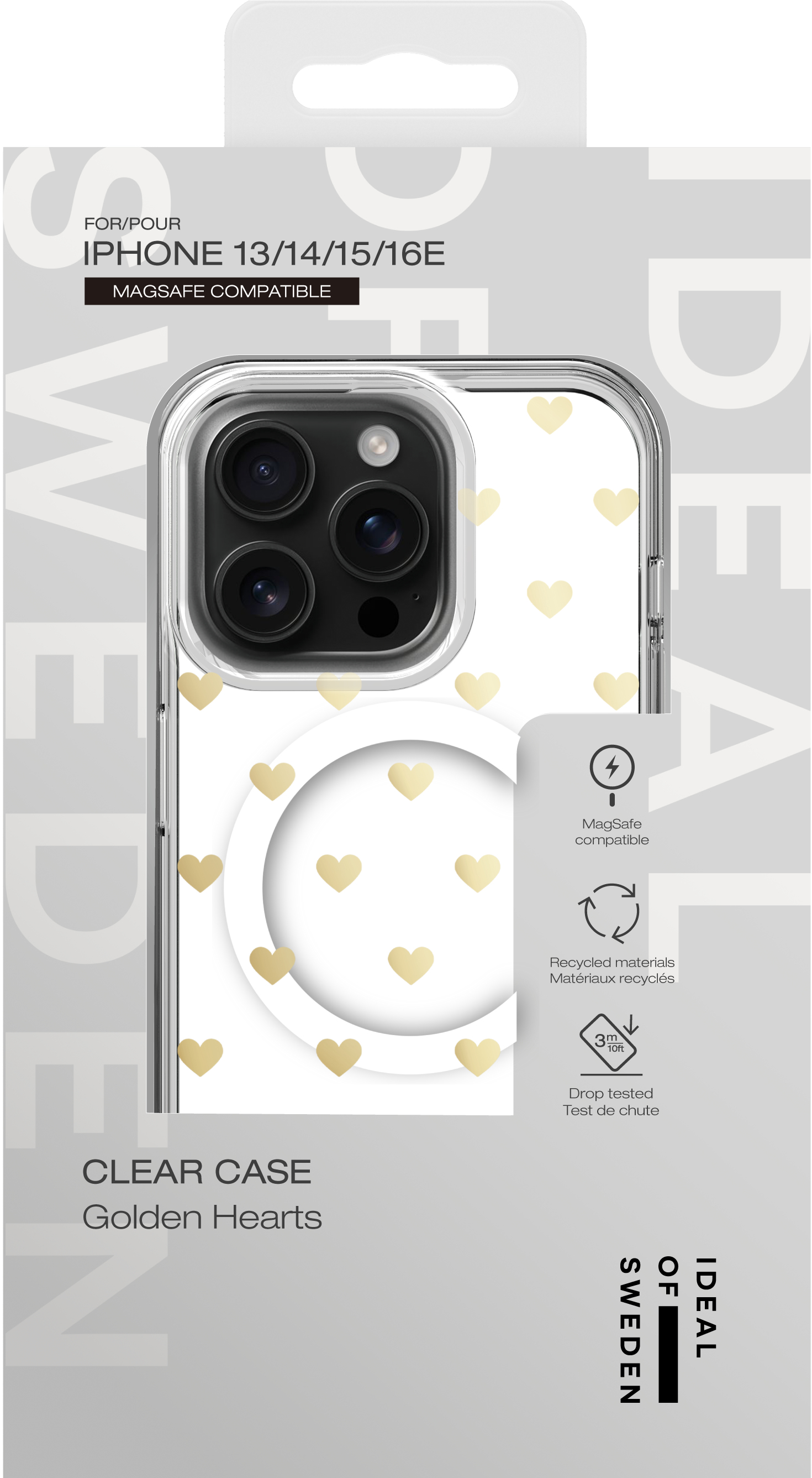 iDeal of Sweden Clear Case MagSafe iPhone 13 / 14 / 15 / 16e Golden Hearts – image 2