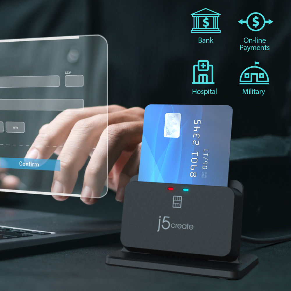 j5create JUR261 USB™ Smart Card / CAC Reader Stand – image 8