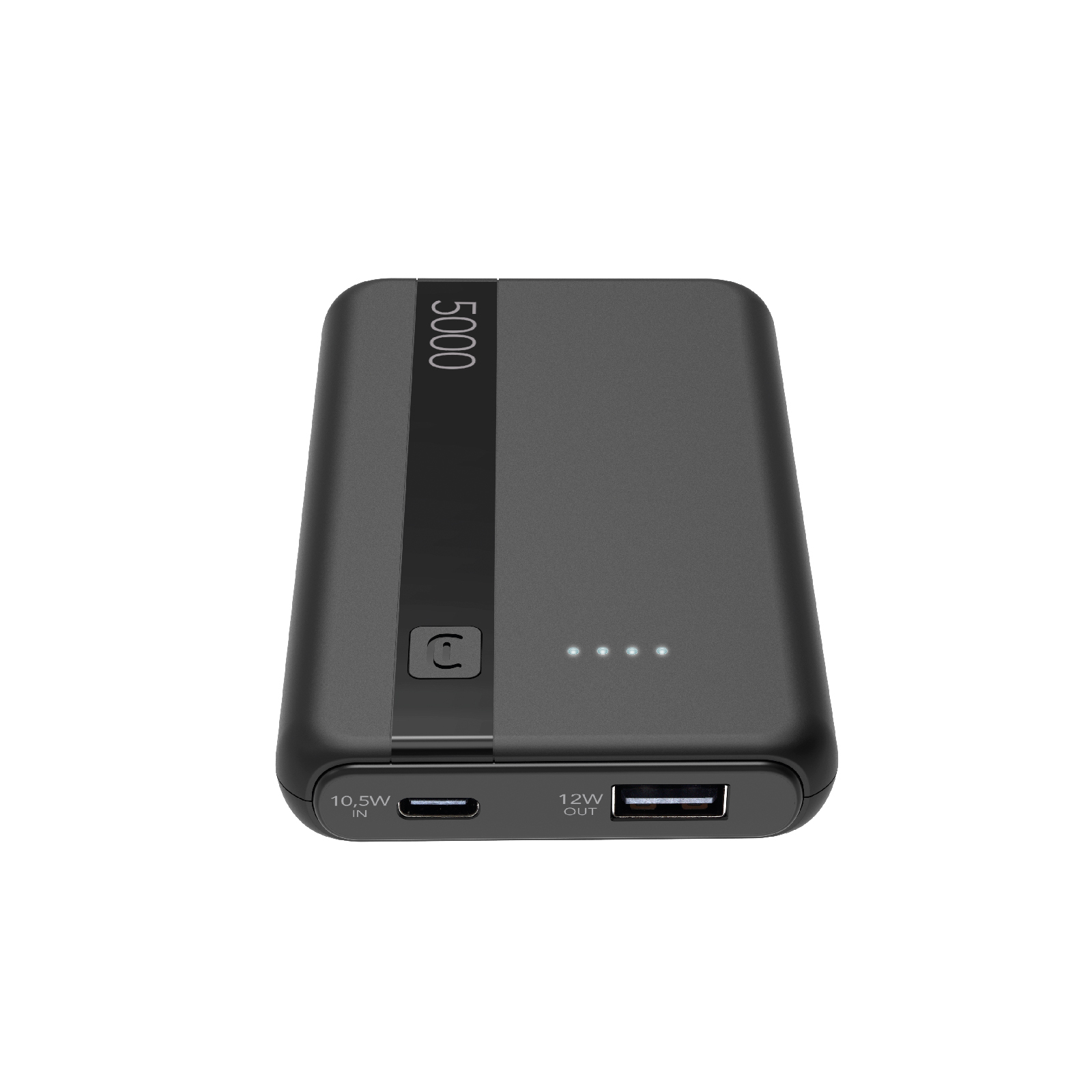 Powerbank - CellularLine Essential, 5000 mAh, 12 W, Hasta 36h de carga, USB C, A, Negro