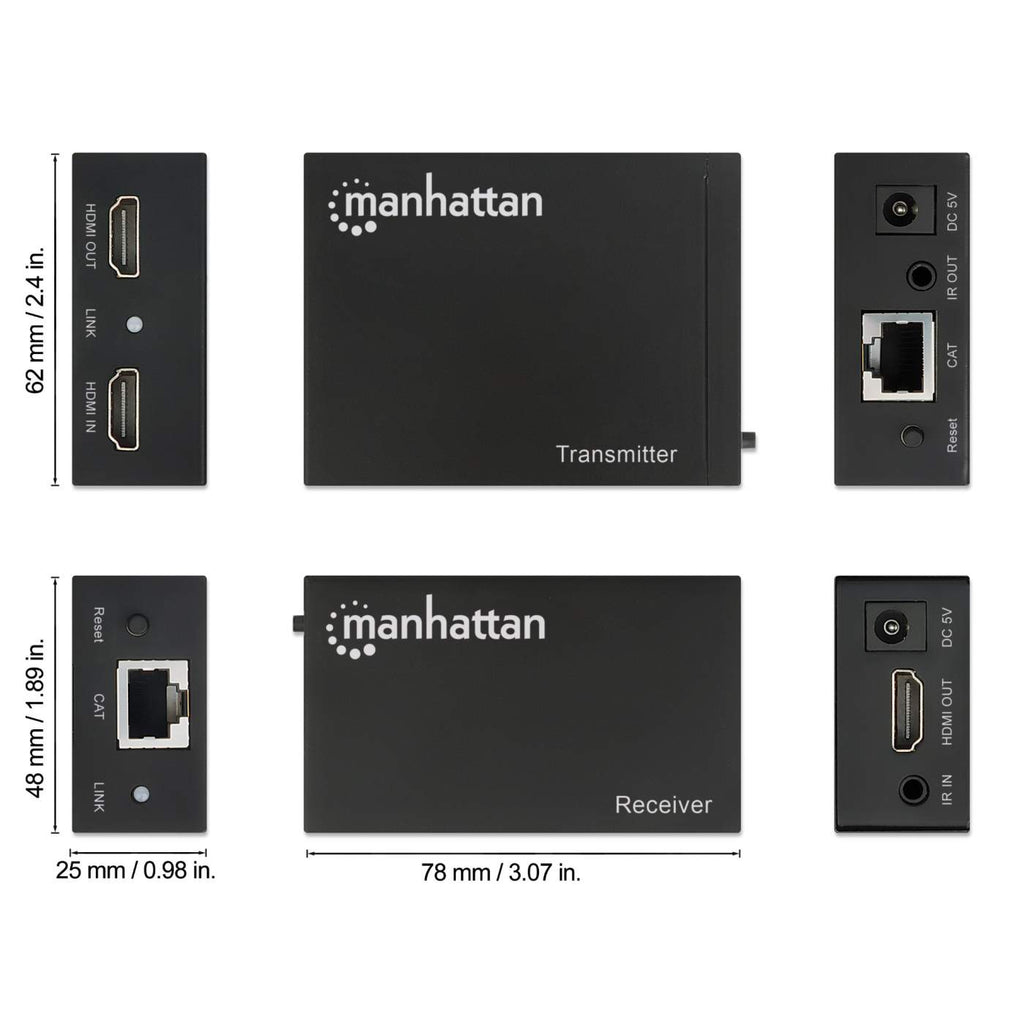 Manhattan HDMI 1080p over Ethernet Extender Kit, Up to 50m with Single Cat6 Cable, Tx & Rx Modules, IR Support, Three Year Warranty – image 7