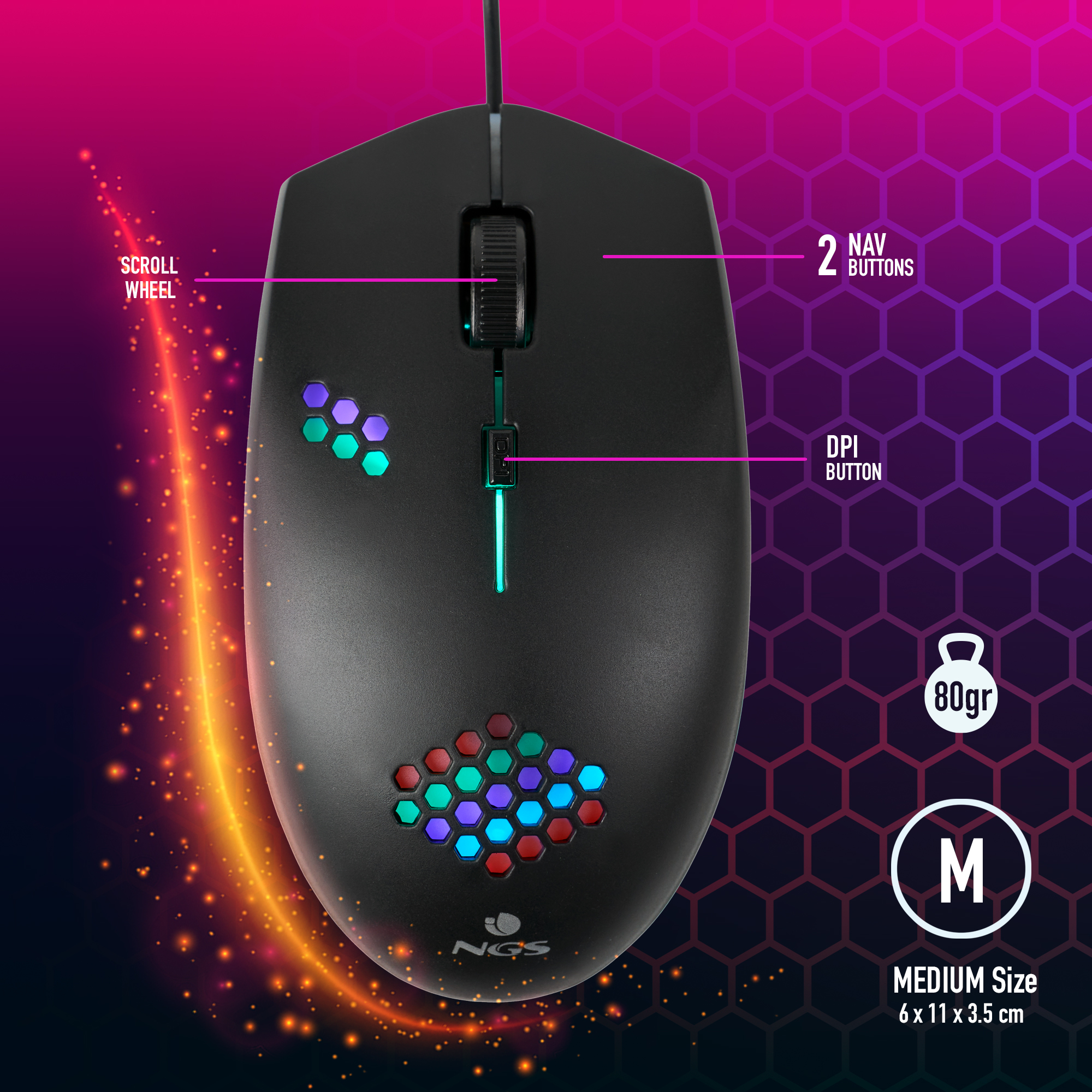 NGS GMX-120 mouse Gaming Ambidextrous USB Type-A Optical 1200 DPI – image 5