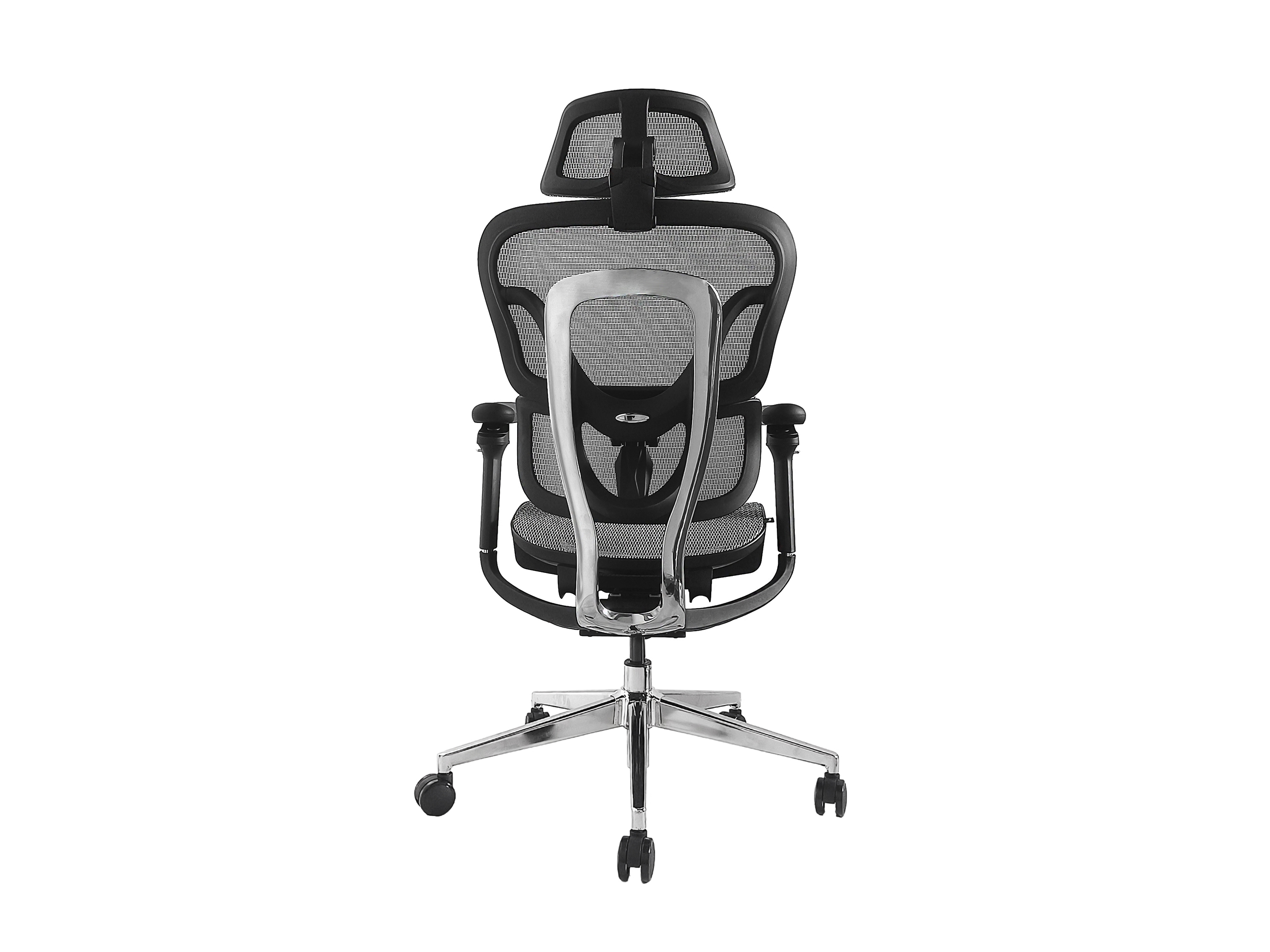 Ergonomischer Premium-Bürostuhl mit Kopfstütze und Armlehnen, Grau