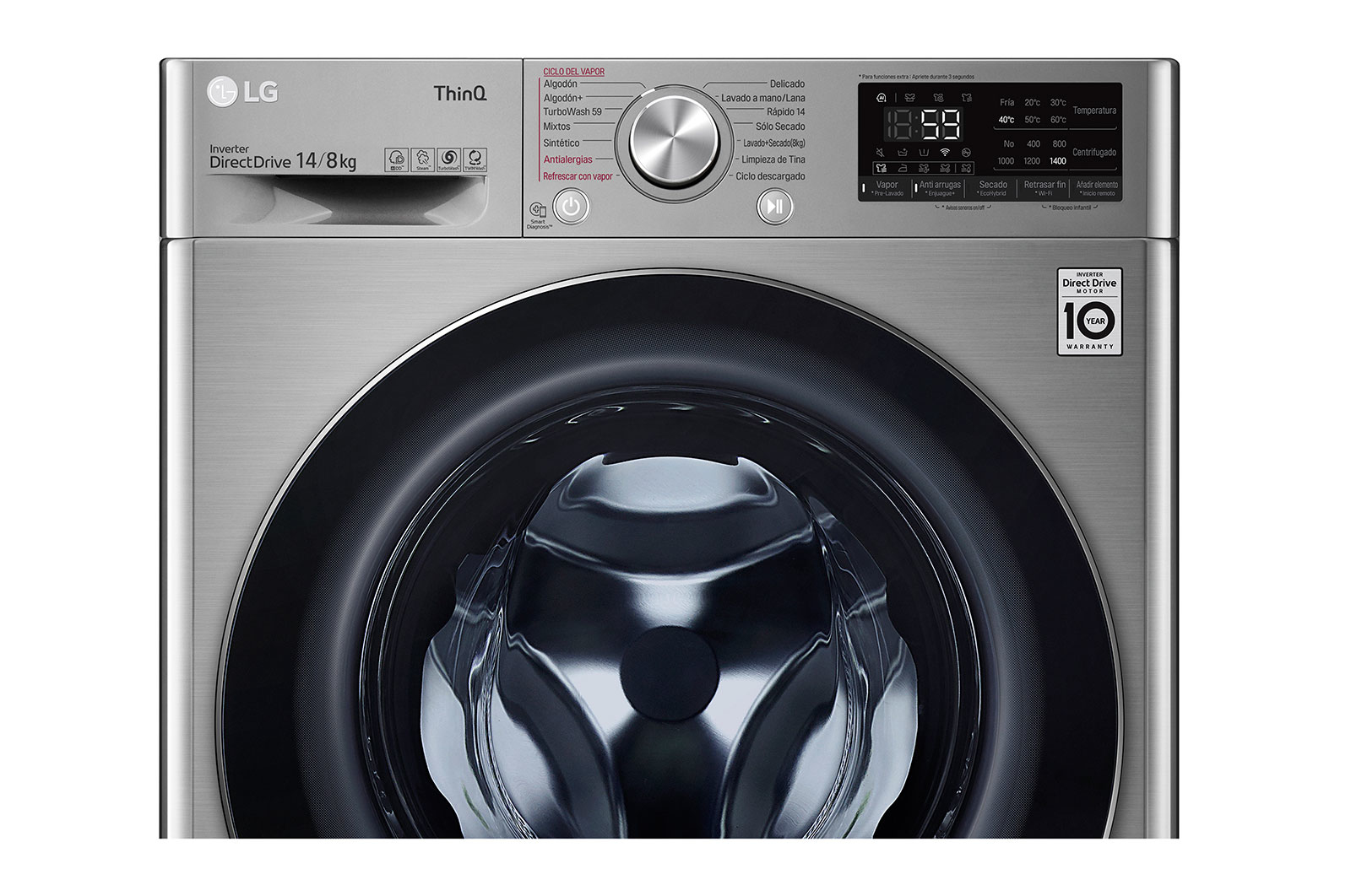 LG WD14VV3S6C washer dryer Freestanding Front-load Stainless steel – image 4