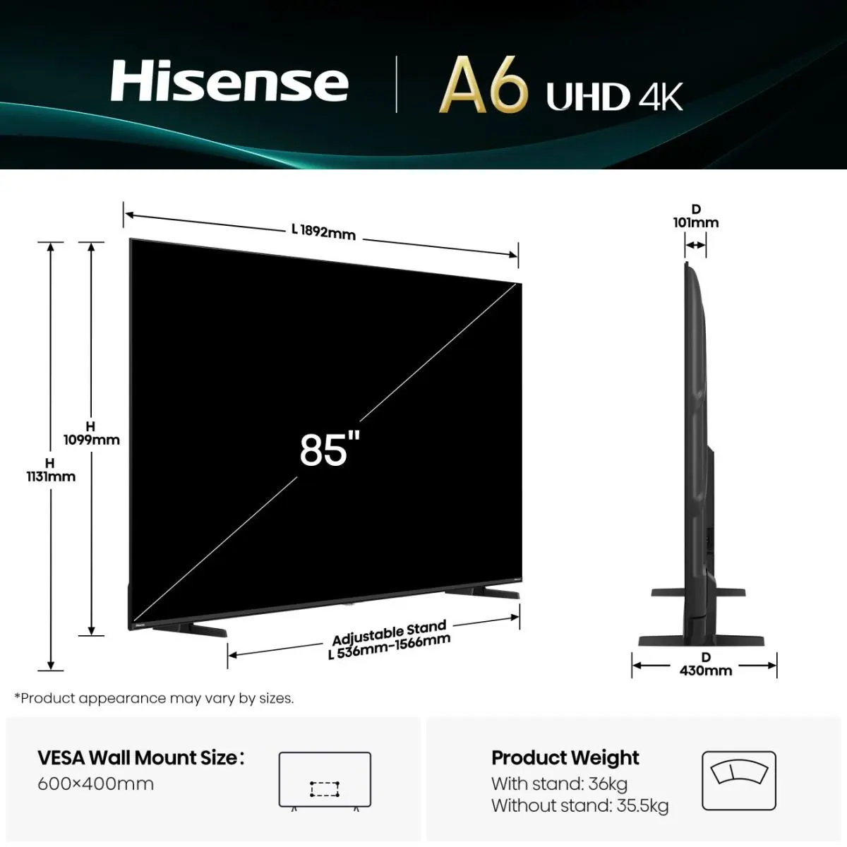 Hisense 85 '' A6Q | Smart TV UHD 4K 4K – image 4