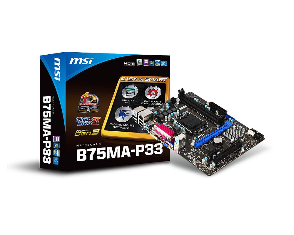 MSI B75MA-P33 motherboard Intel B75 LGA 1155 (Socket H2) micro ATX – image 1