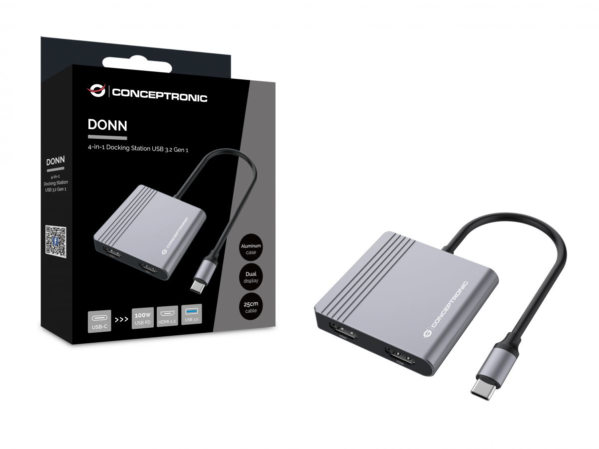 Conceptronic DONN13G laptop dock/port replicator Wired USB 3.2 Gen 1 (3.1 Gen 1) Type-C Grey – image 4