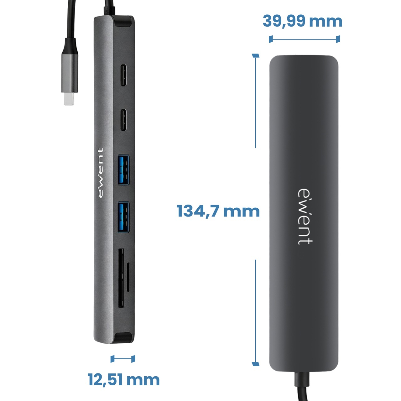 Ewent EW1152 laptop dock/port replicator Wired USB 3.2 Gen 1 (3.1 Gen 1) Type-C Grey – image 2