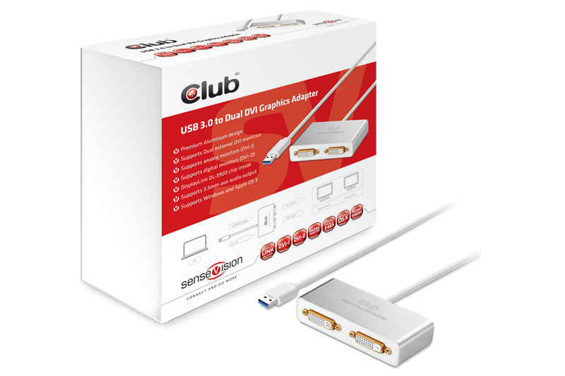 CLUB3D USB 3.0 to DUAL DVI + Audio 3.5mm – image 2