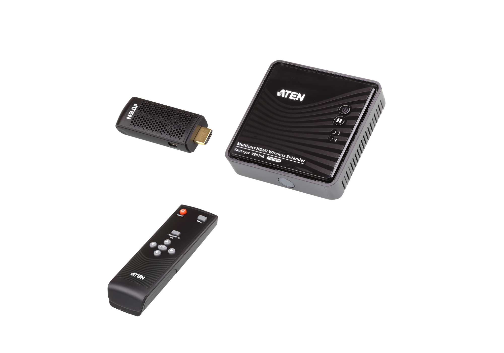 ATEN VE819-AT-E AV extender AV transmitter & receiver Black