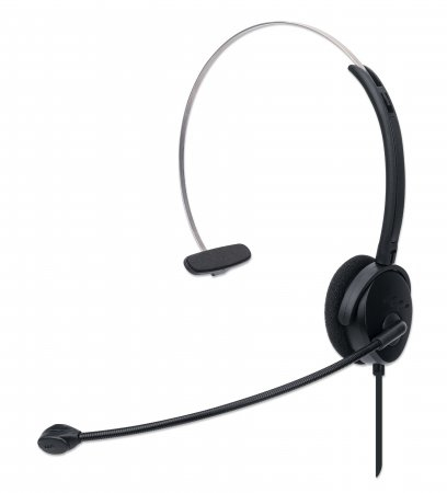 Manhattan Mono On-Ear Headset (USB), Microphone Boom (padded), Retail Box Packaging, Adjustable Headband, In-Line Volume Control, Ear Cushion, USB-A for both so – image 1