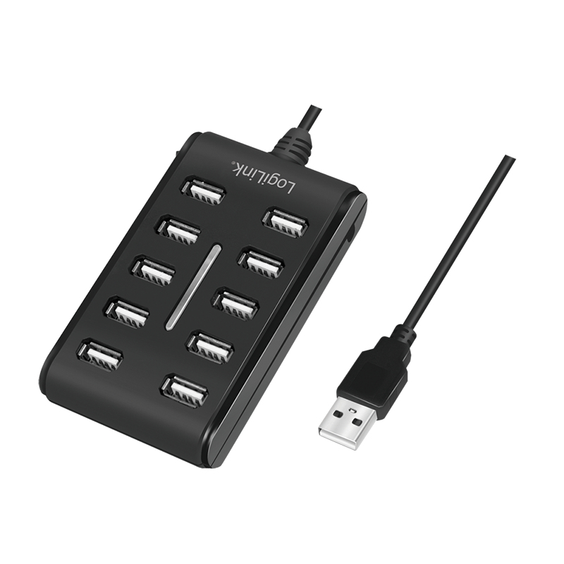 Logilink USB-HUB 10-Port m. Netzteil    schwarz HUBs