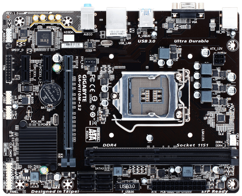 GIGABYTE GA-H110M-S2 motherboard Intel® H110 LGA 1151 (Socket H4) micro ATX – image 2