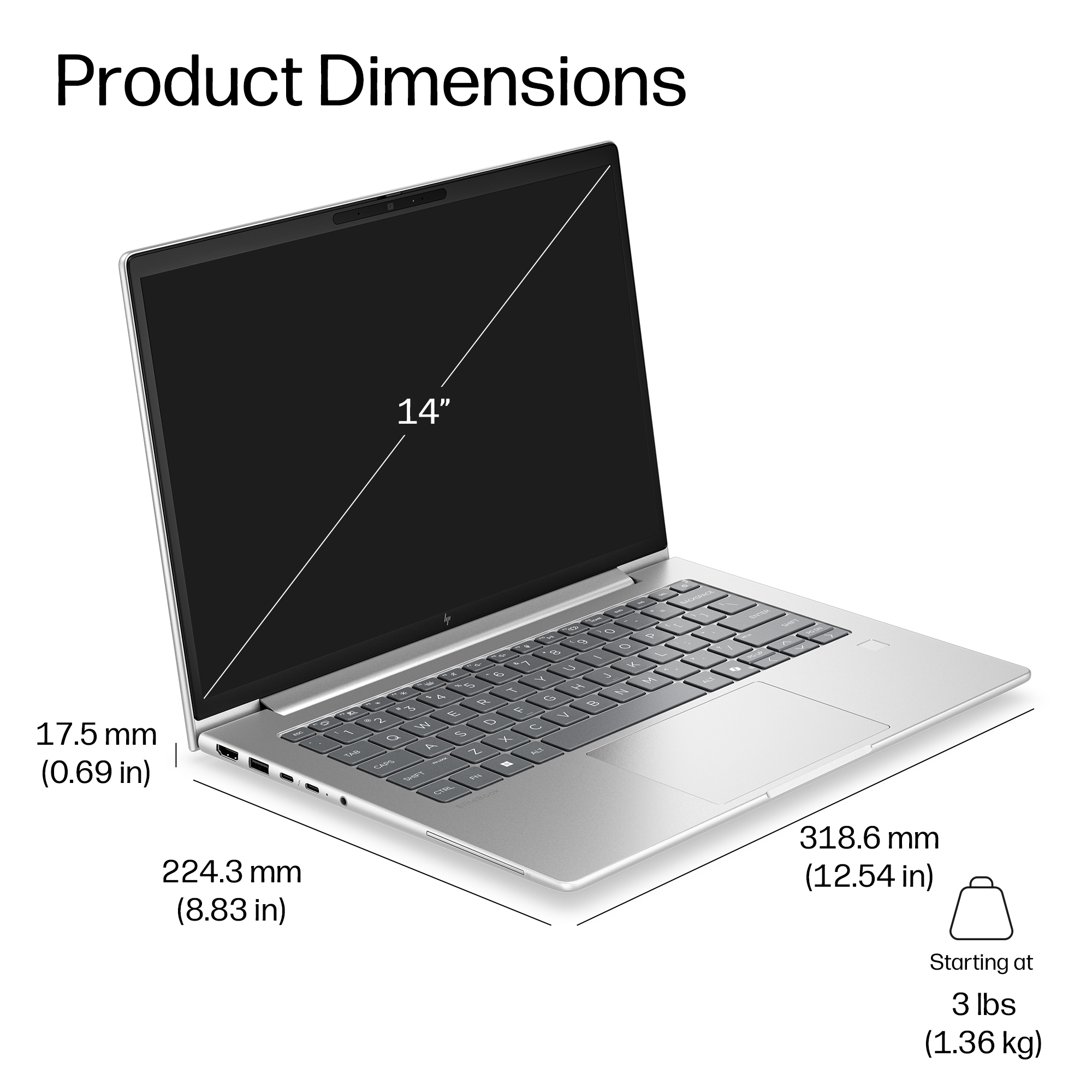 HP EB6G2i14 7 350 14 16GB/512 PC Portugal – Portuguese localization Intel Core 7 Laptop 35.6 cm (14″) WUXGA LPDDR5x-SDRAM 512 GB SSD Wi-Fi 7 (802.11be) Windows 11 Pro AI PC Silver image 13