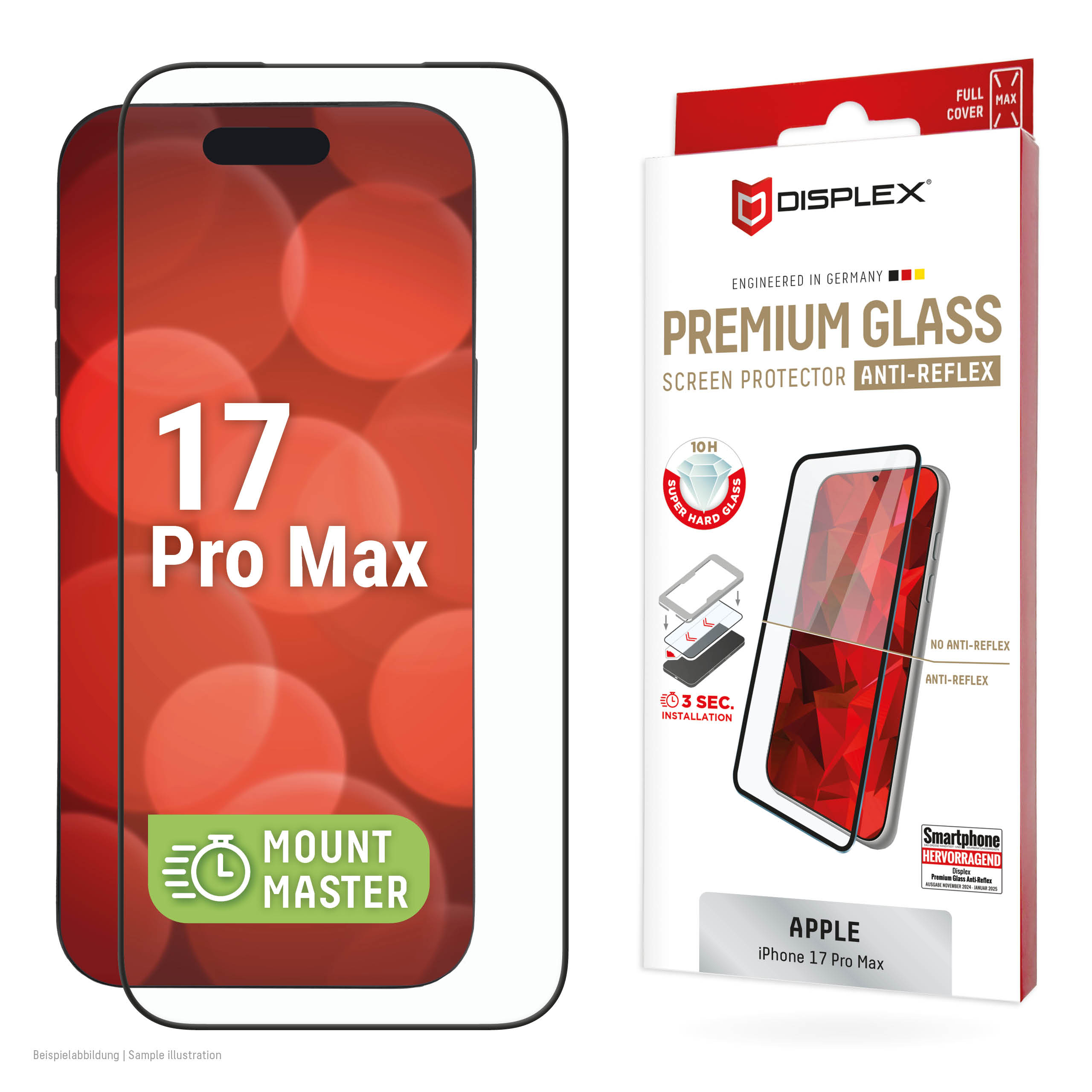 Displex Premium Screen Protector (Full Cover, 10H) for Apple iPhone 17 Pro Max, Full Cover