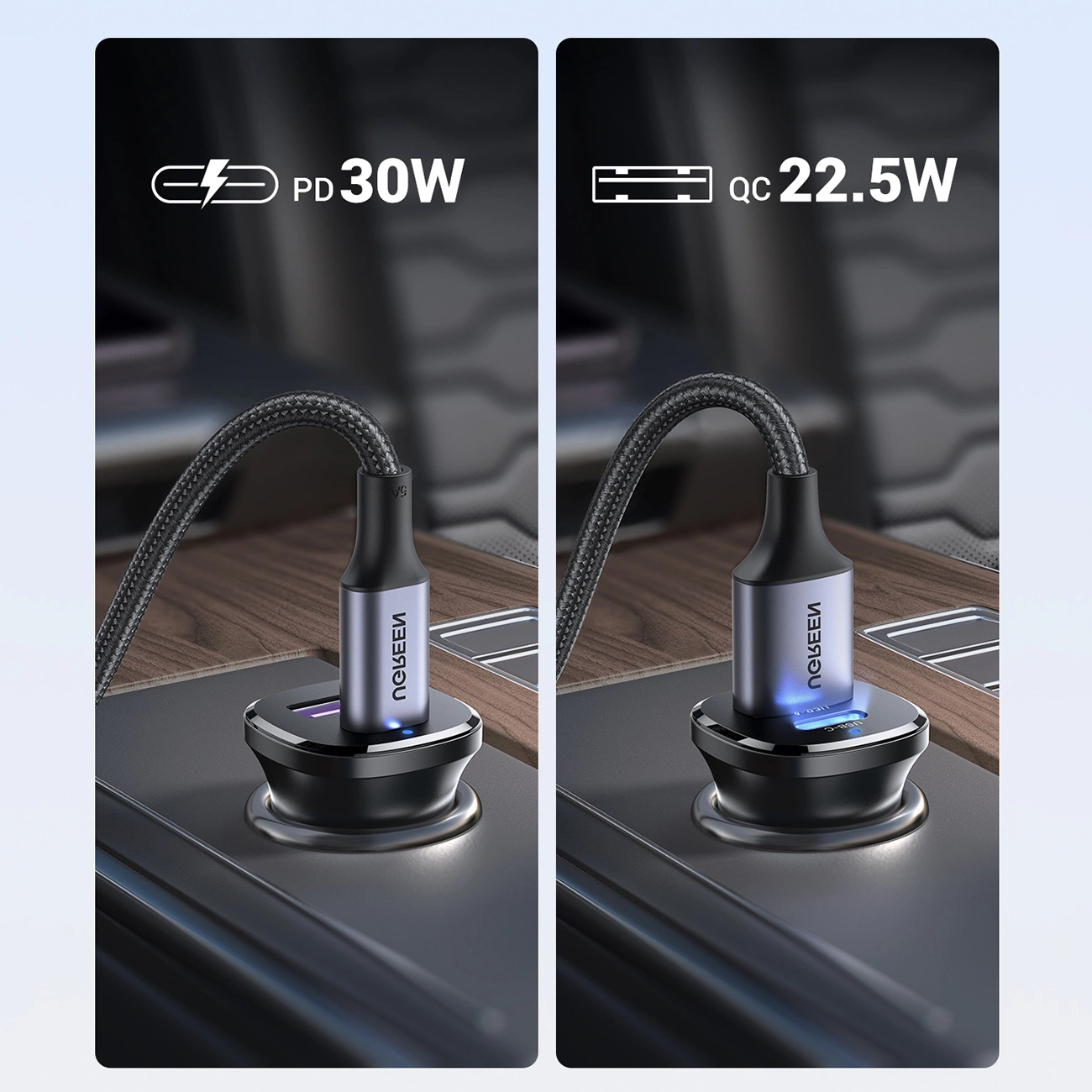 Ugreen Ladowarka samochodowa EC305 USB-C + USB, 30W (czarna) – image 4