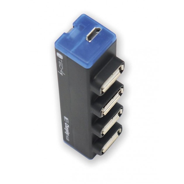 Techly Hub USB 2.0 4porte A e micro USB con funzione Ricarica. Nero IUSB2-HUB4-101MC – image 5
