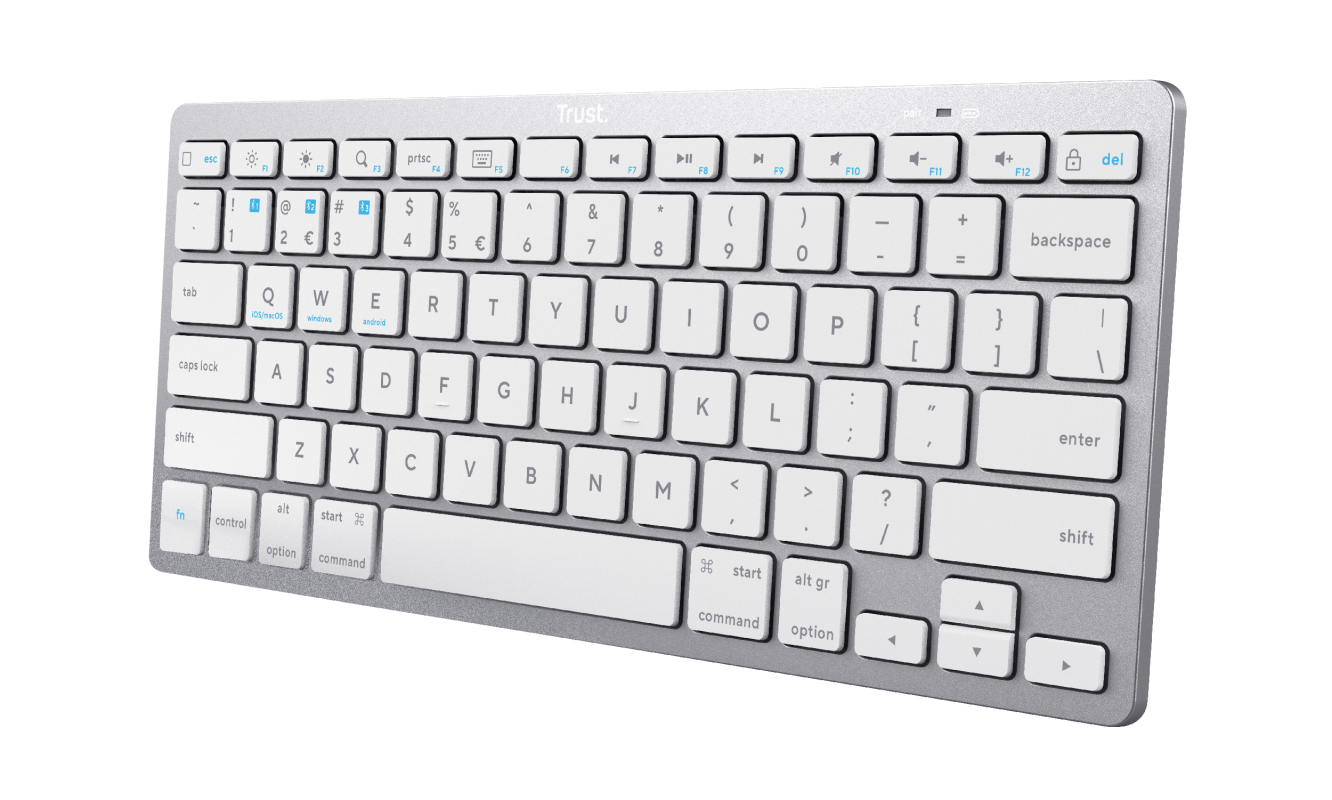 Trust 24907 keyboard Home Bluetooth Portuguese Silver