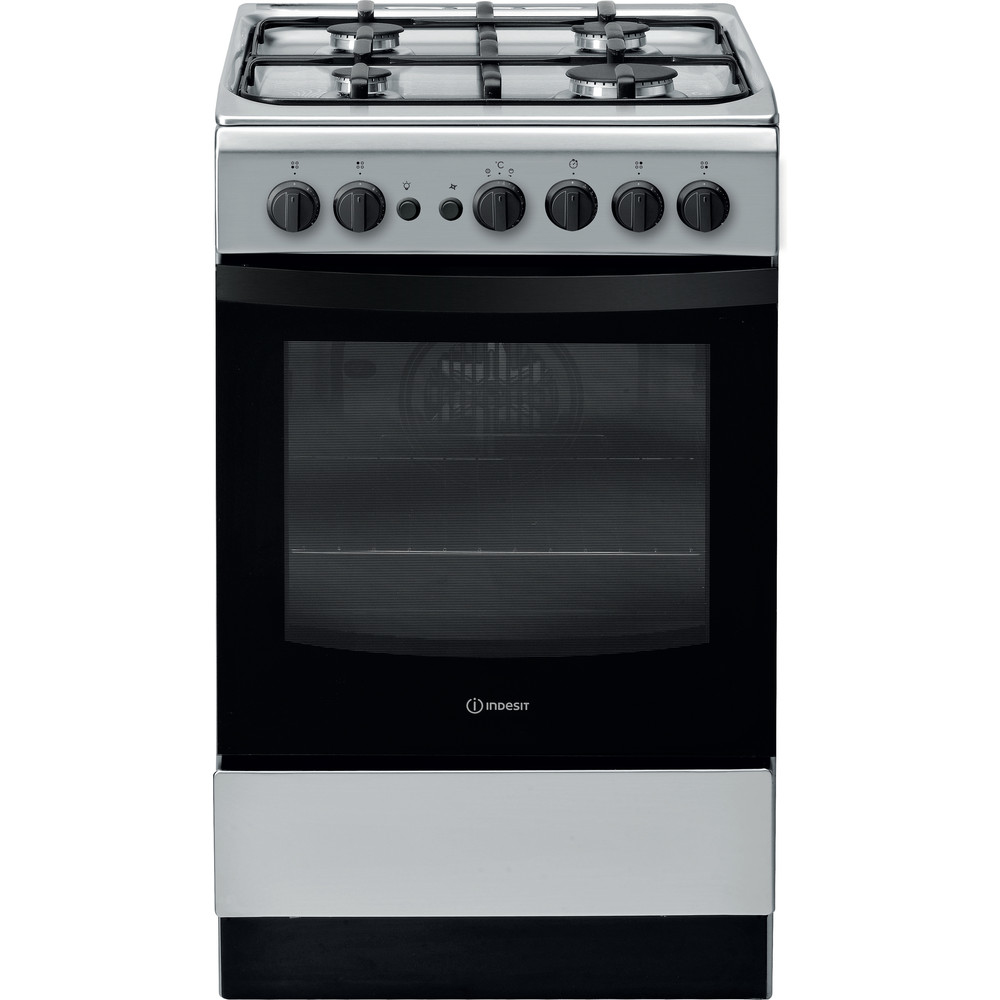 Indesit IS5G1PMSS/UK cooker Freestanding cooker Gas Black, Stainless steel