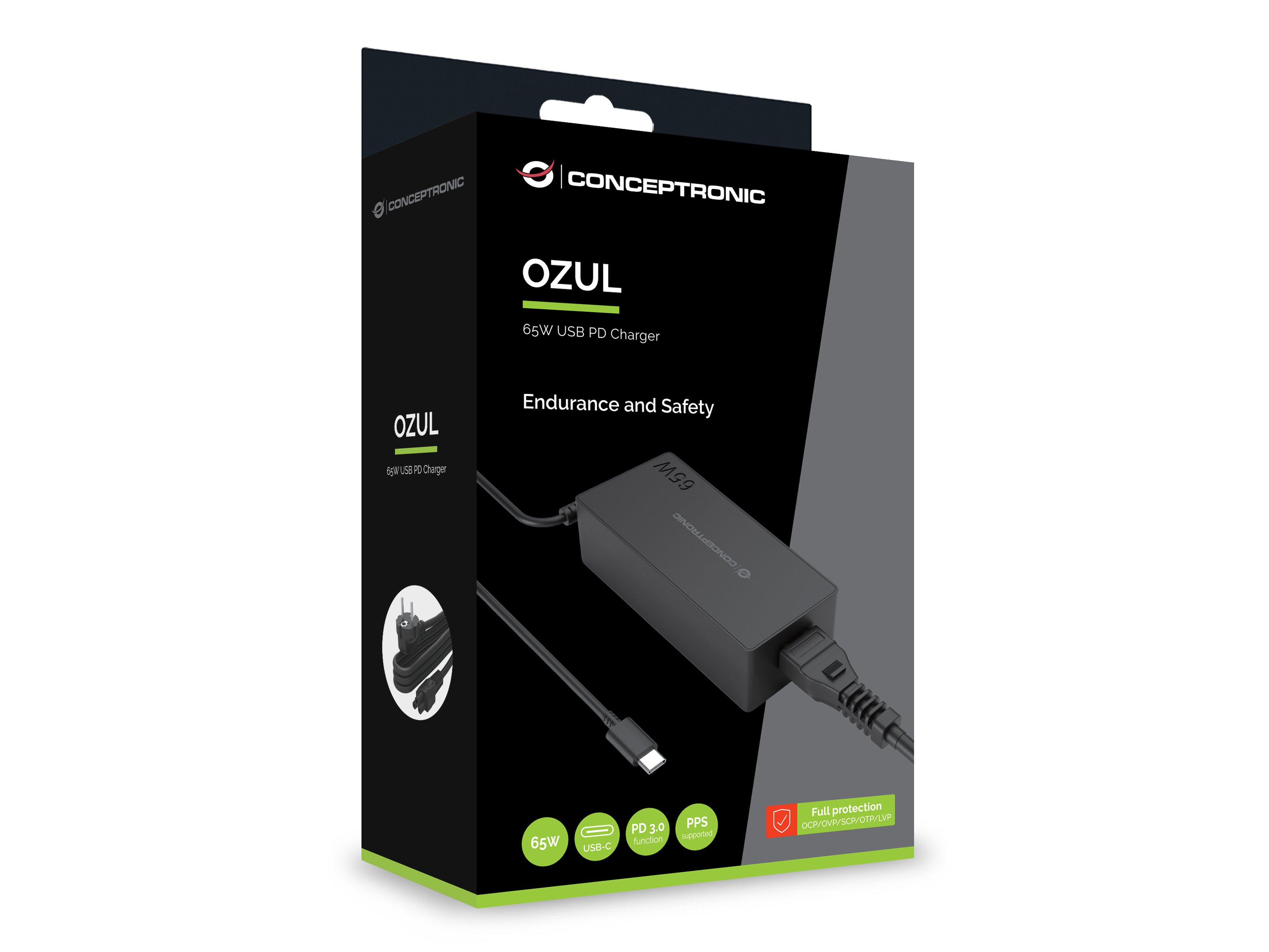 CONCEPTRONIC Ladegerät 1Port GaN USB-C       65WPD3.0/PPS sw