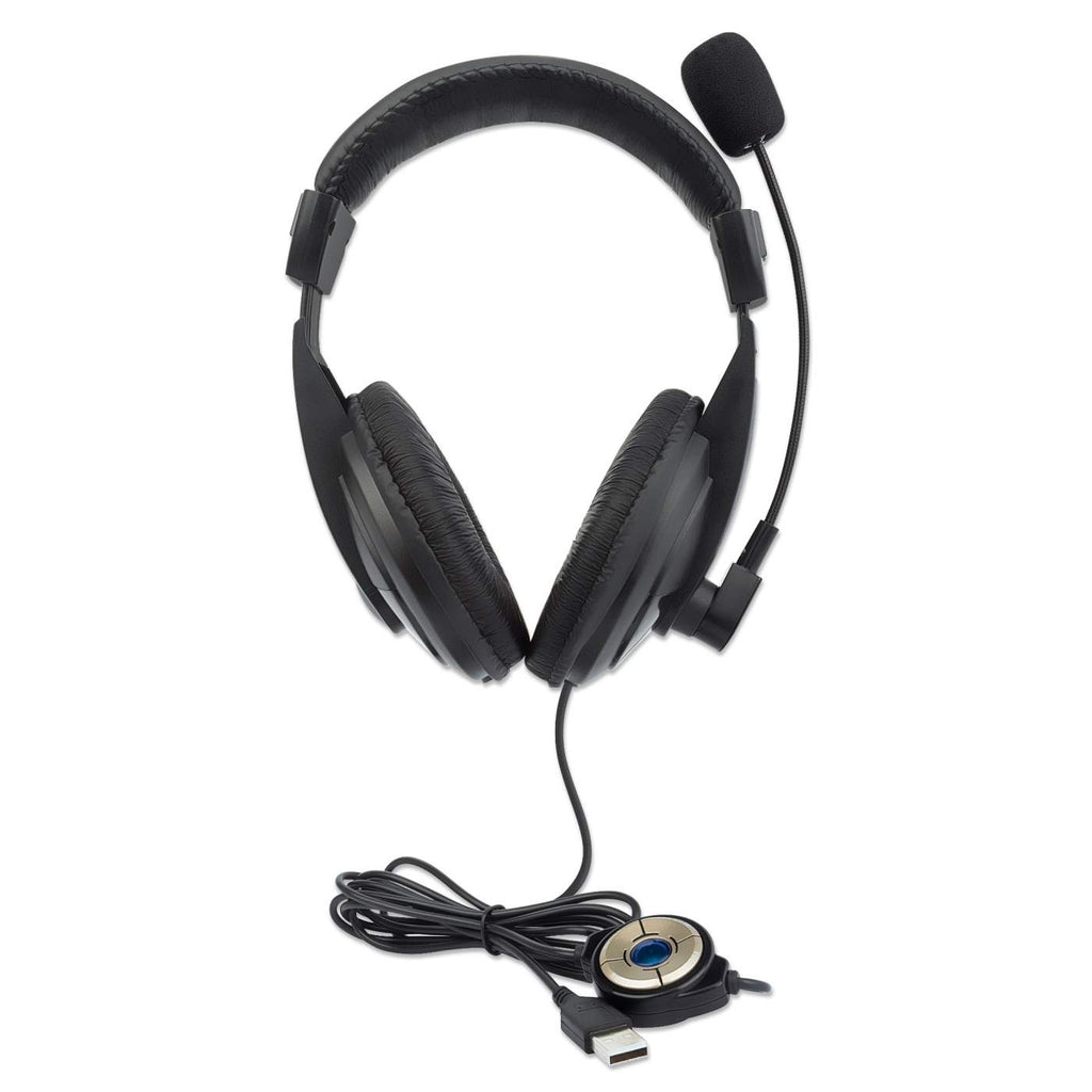 Manhattan Stereo Over-Ear Headset (USB) (Clearance Pricing), Microphone Boom (padded), Polybag Packaging, Adjustable Headband, Ear Cushions, 1x USB-A for both s – image 6