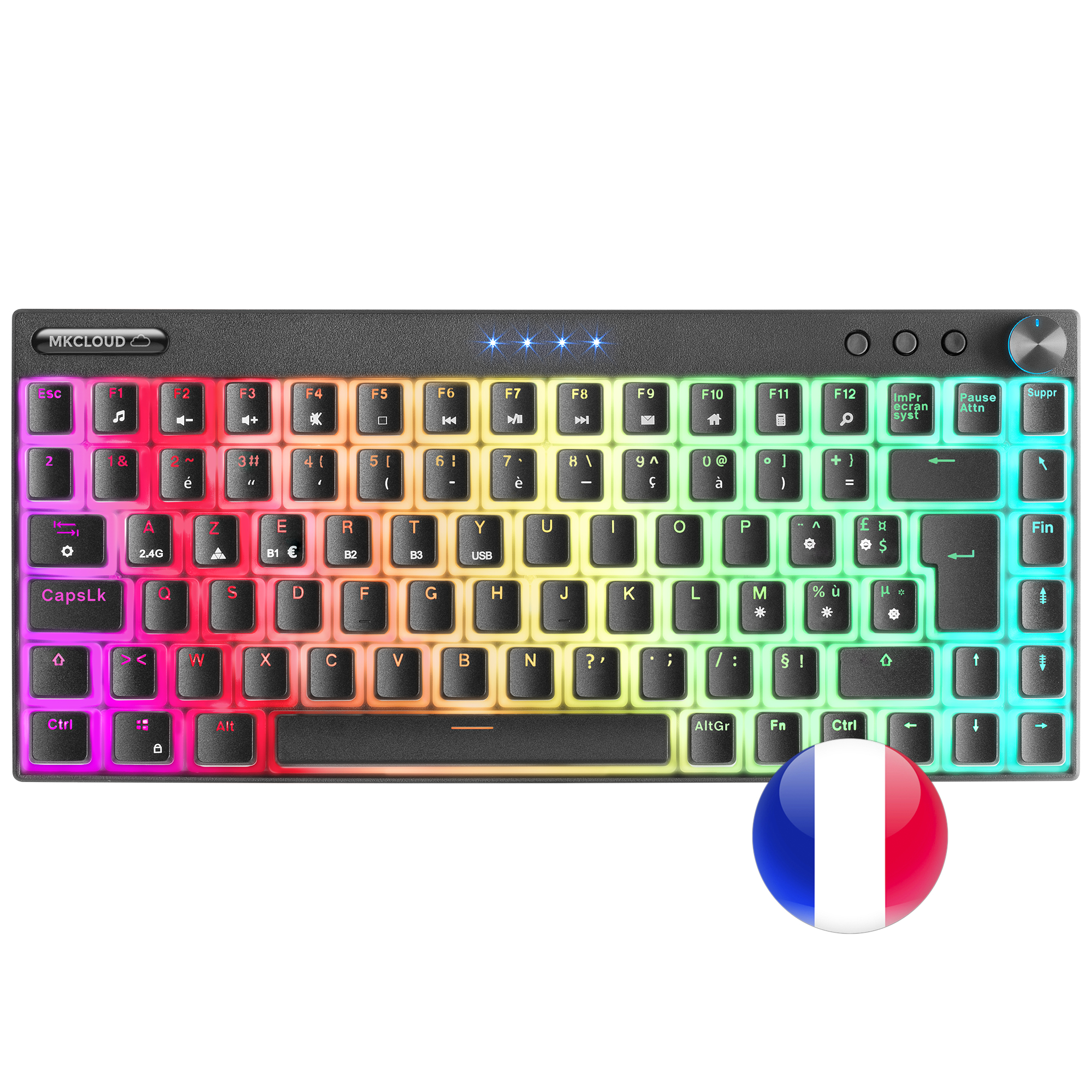 Mars Gaming MKCLOUD Wireless RGB Keyboard Black Switch Blue French – image 1