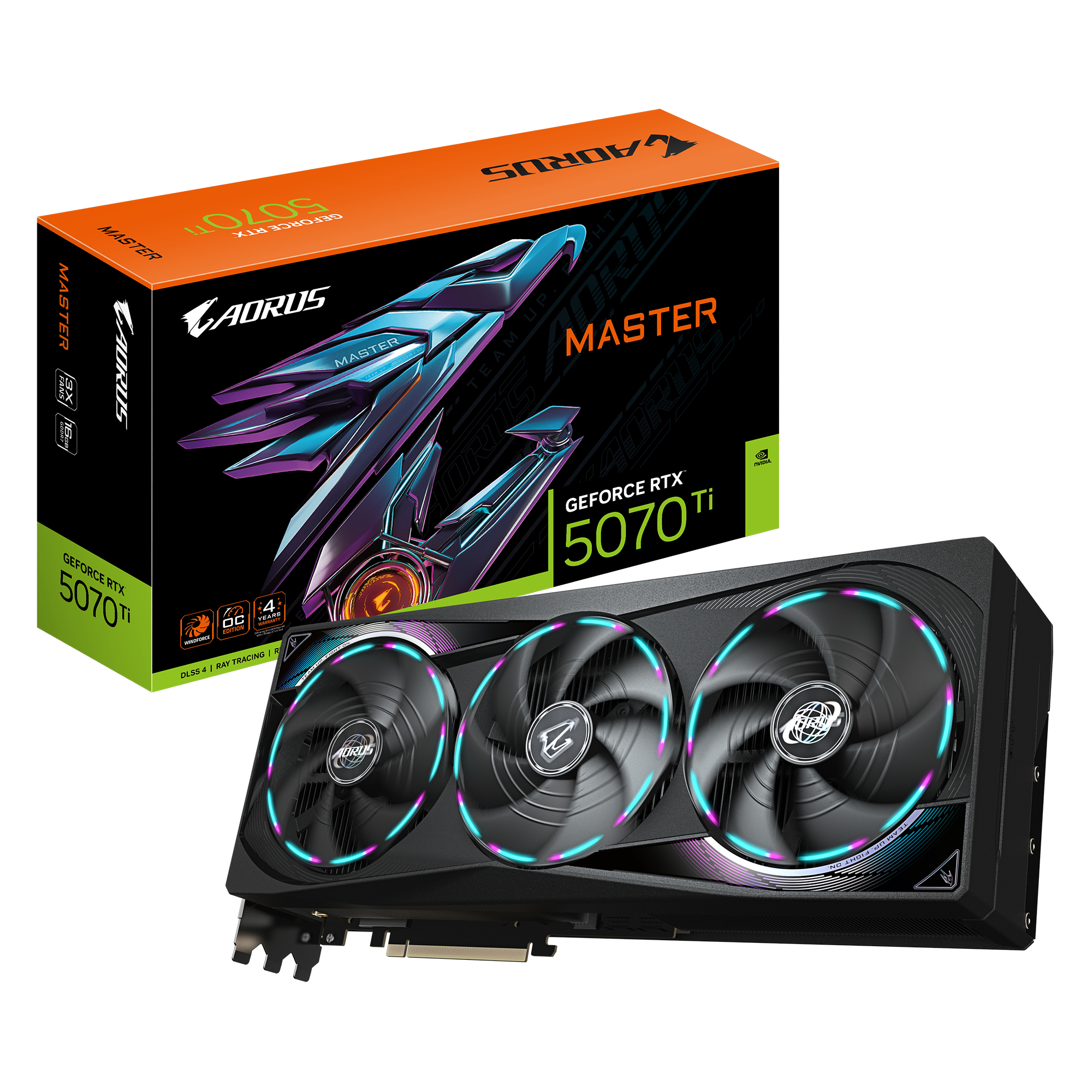 GIGABYTE AORUS GeForce RTX 5070 Ti MASTER 16G Scheda Grafica - 16GB GDDR7 256 bit PCI-E 5.0 2670 MHz Core Clock 3 x DP 2.1a 1 x