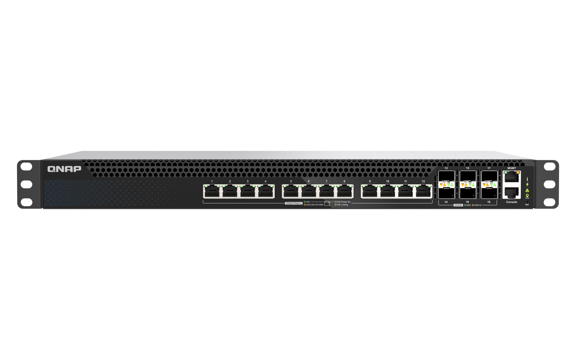 QNAP QSW-M5218P-6F12T network switch Managed L3 – image 1