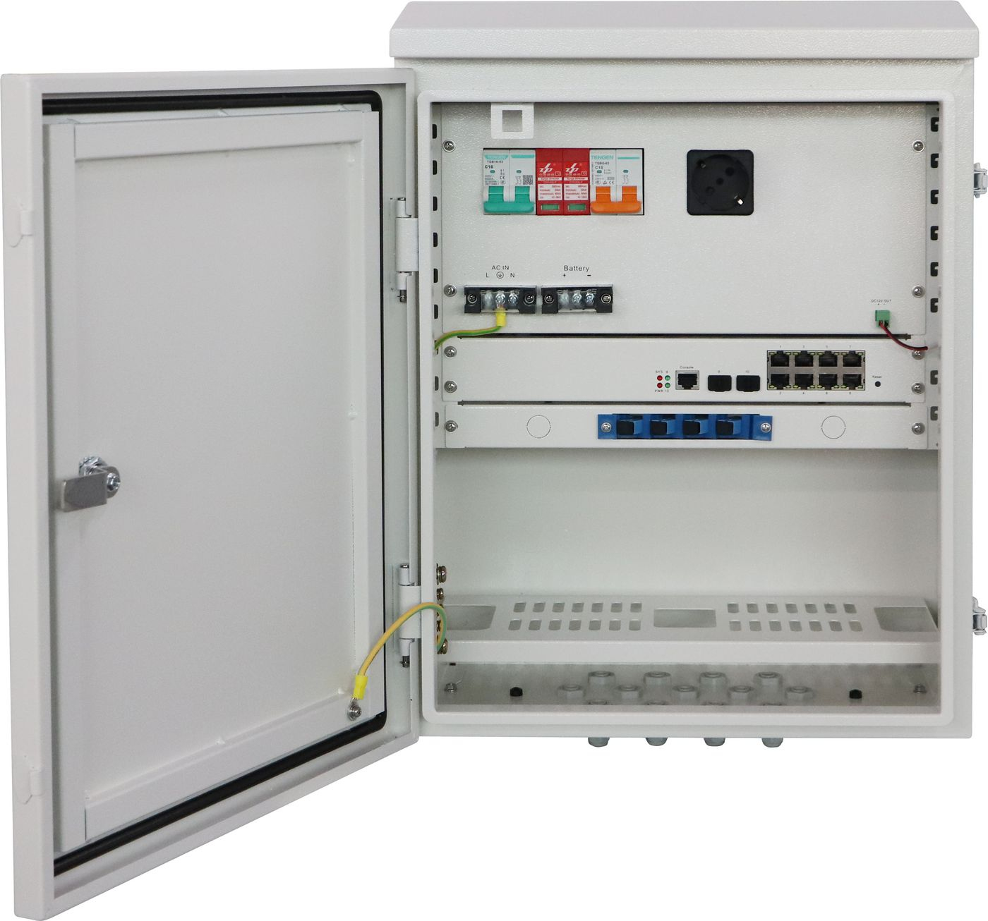 Ernitec Outdoor IP66 waterproof box L2 managed 10 port switch PoE - UPS - AISI 316 housing