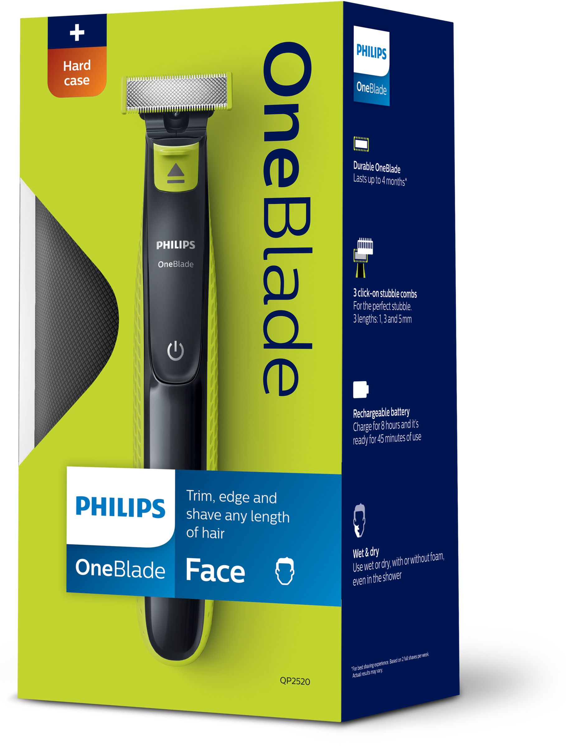 Philips Norelco OneBlade QP2520/64 men's shaver Foil shaver Trimmer Charcoal, Lime – image 2