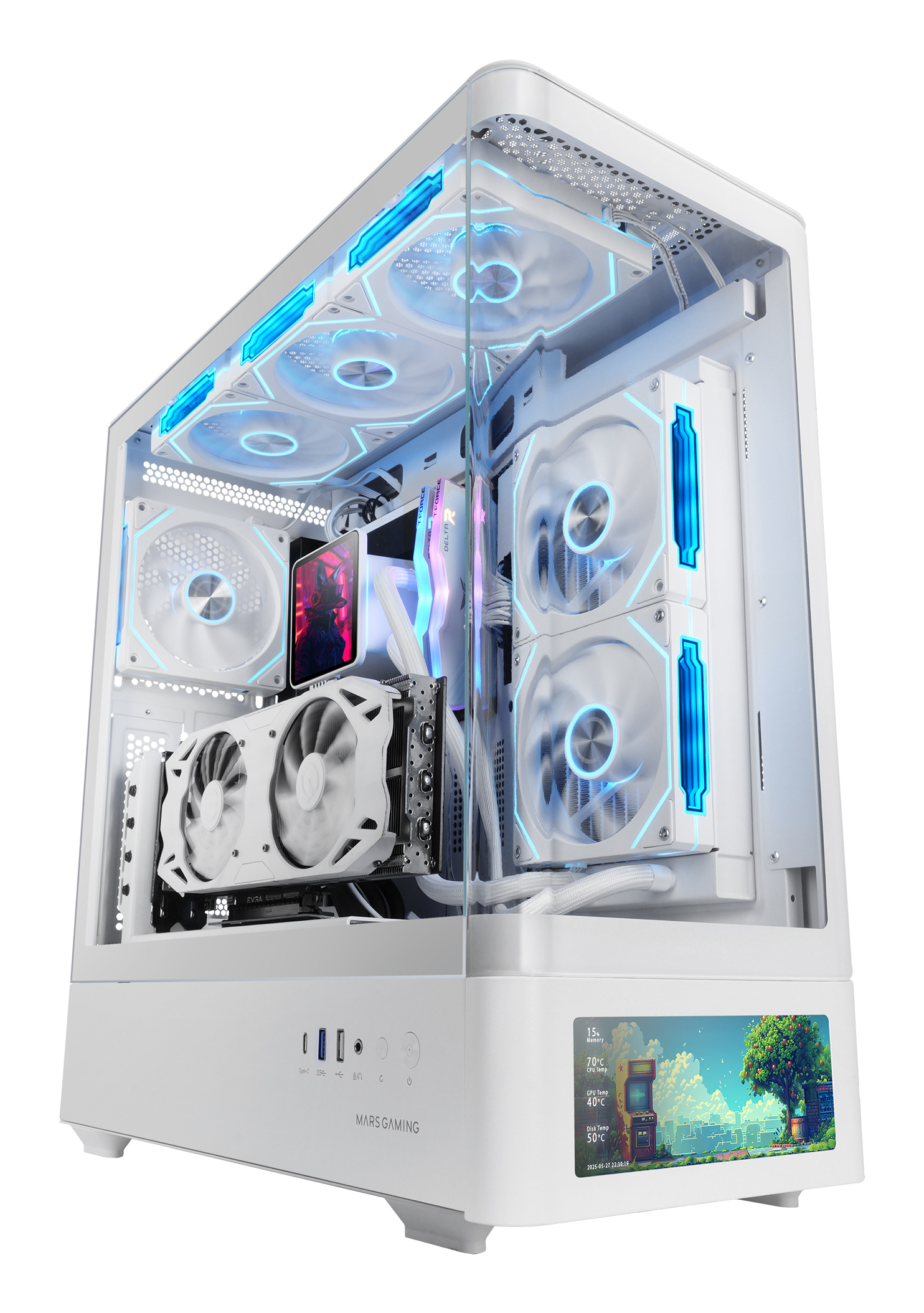 Mars Gaming MCLCDPROW computer case Midi Tower White – image 1