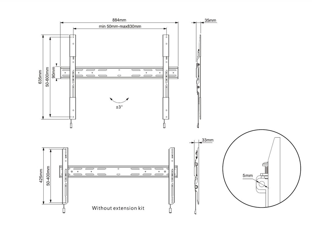 Multibrackets M Universal Wallmount Fixed X Large – image 6