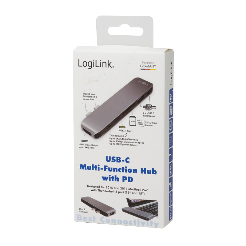 LogiLink UA0302 laptop dock/port replicator USB 3.2 Gen 1 (3.1 Gen 1) Type-C Aluminium, Black – image 2
